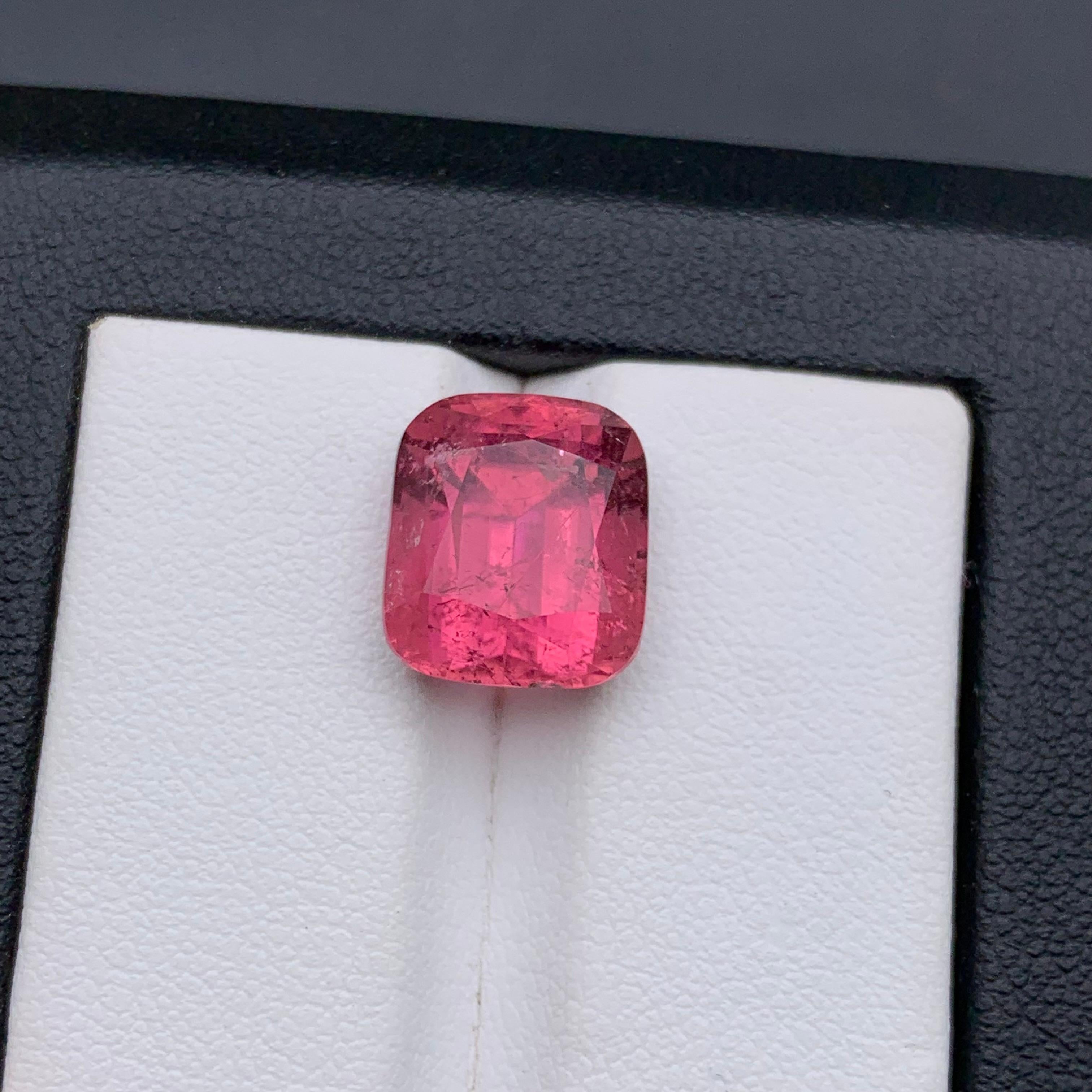 Women's or Men's Pink Natural Tourmaline Ring, Necklace Pendant Loose Gemstone 7.35Ct Cushion Cut For Sale