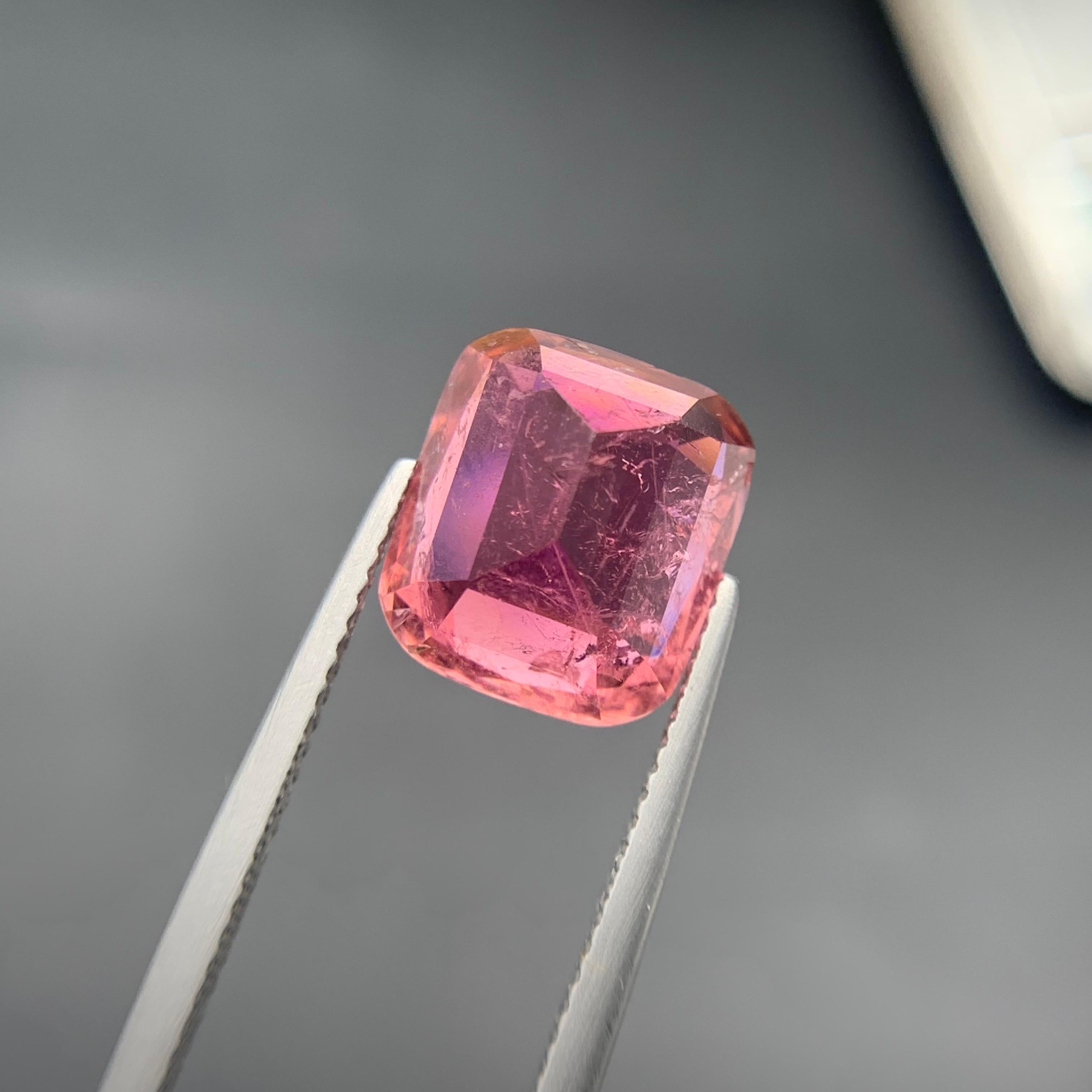 Pink Natural Tourmaline Ring, Necklace Pendant Loose Gemstone 7.35Ct Cushion Cut For Sale 2
