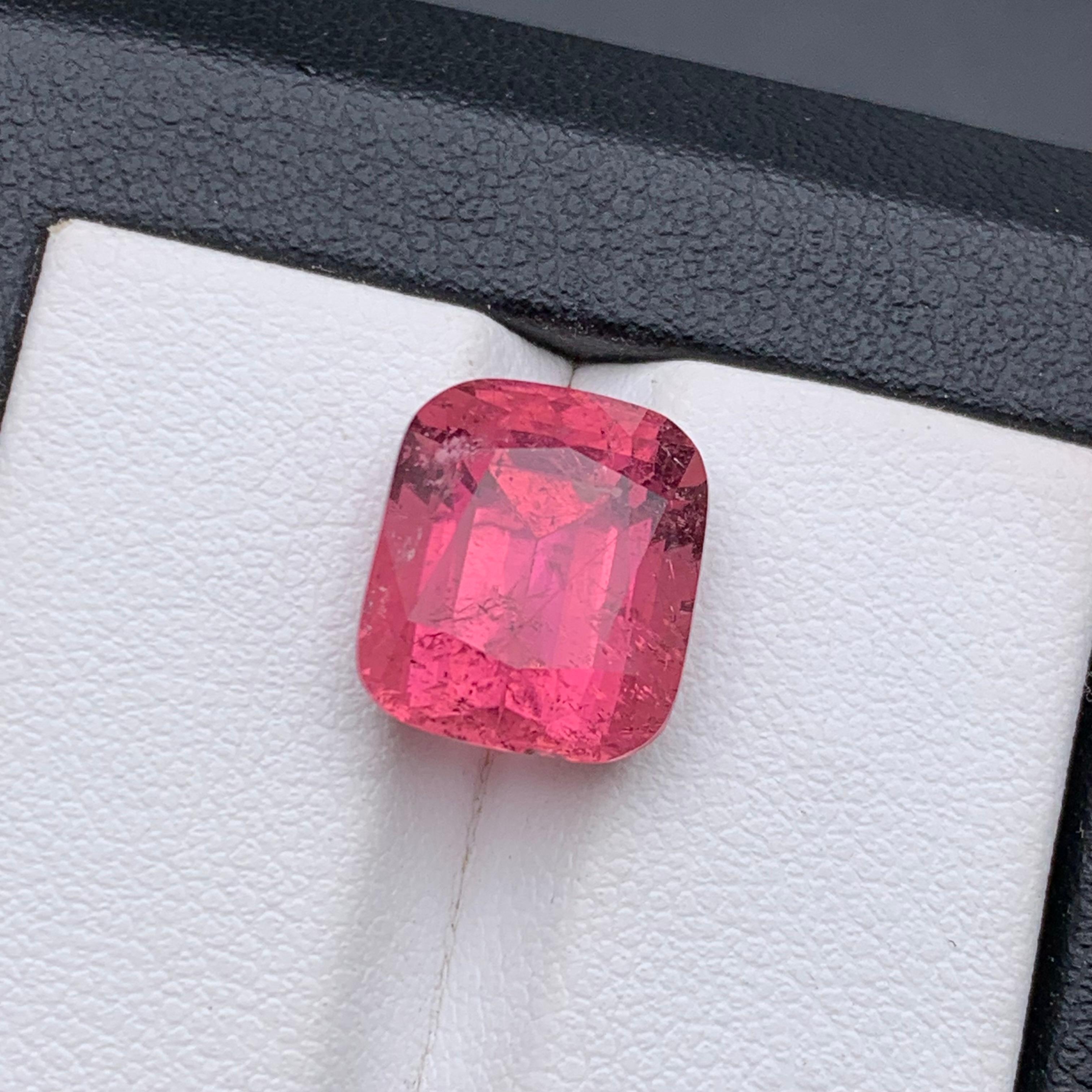 Pink Natural Tourmaline Ring, Necklace Pendant Loose Gemstone 7.35Ct Cushion Cut For Sale 3