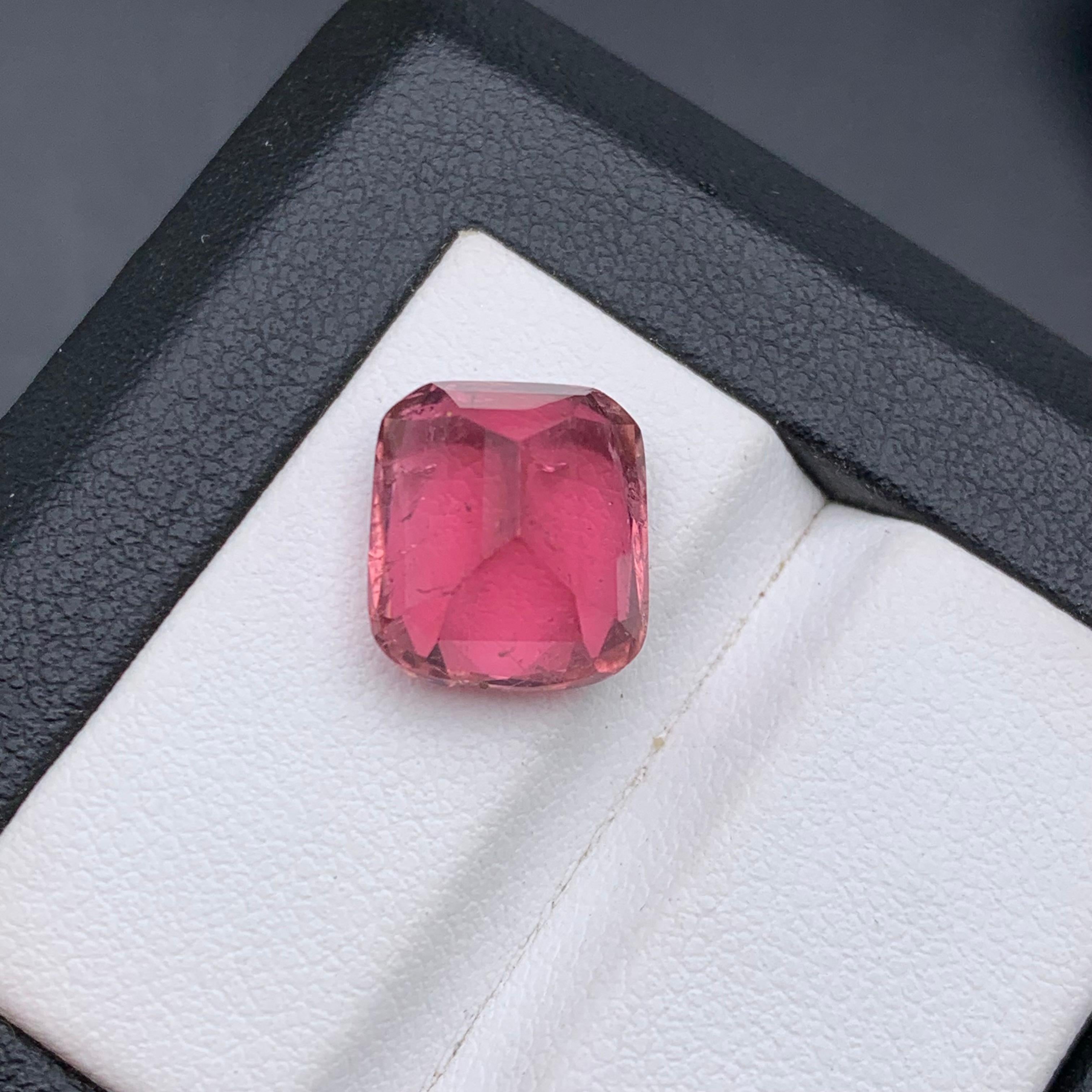 Pink Natural Tourmaline Ring, Necklace Pendant Loose Gemstone 7.35Ct Cushion Cut For Sale 4