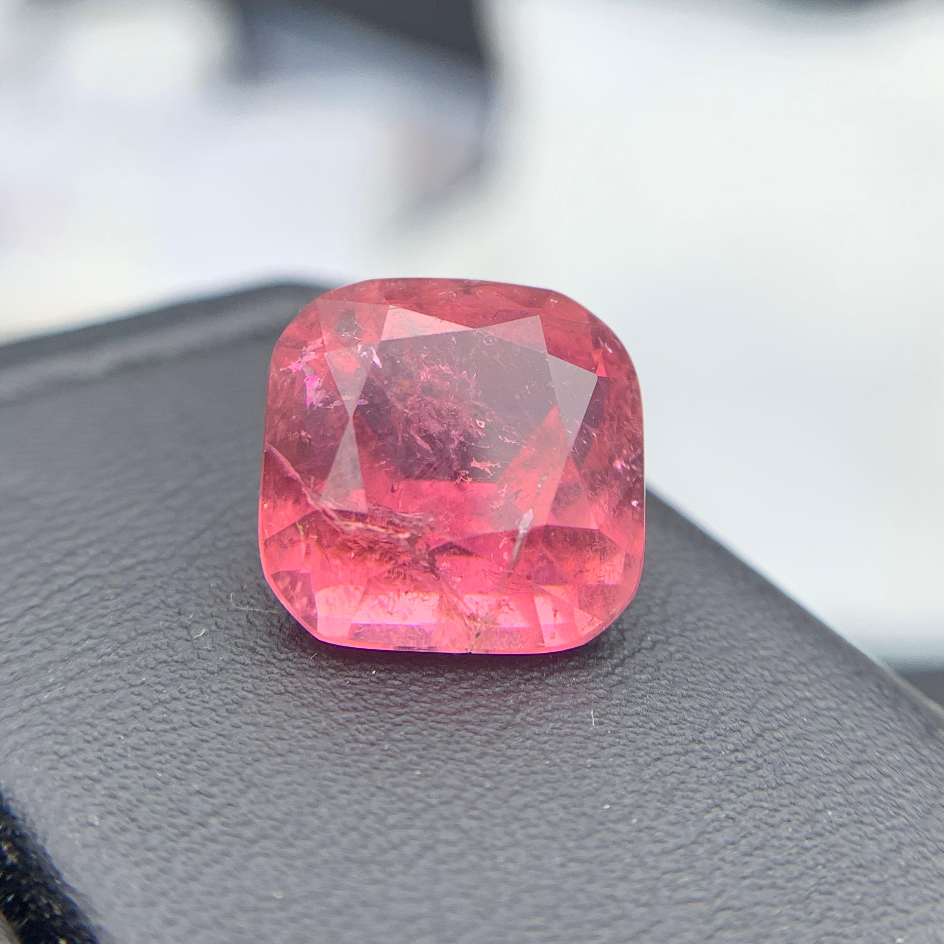 Pink Natural Tourmaline Ring, Necklace Pendant Loose Gemstone 8.20Ct Cushion Cut For Sale 5
