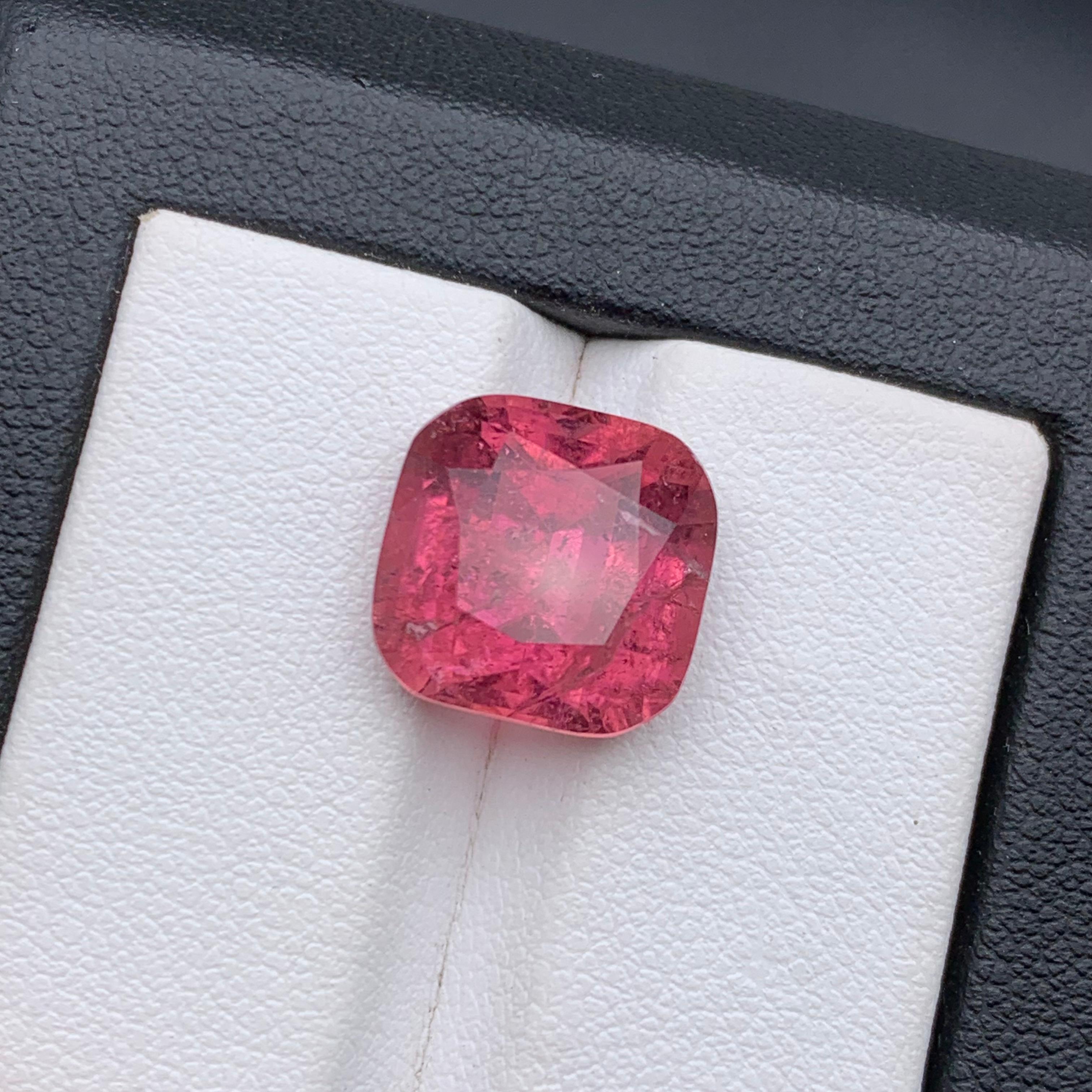 Contemporary Pink Natural Tourmaline Ring, Necklace Pendant Loose Gemstone 8.20Ct Cushion Cut For Sale