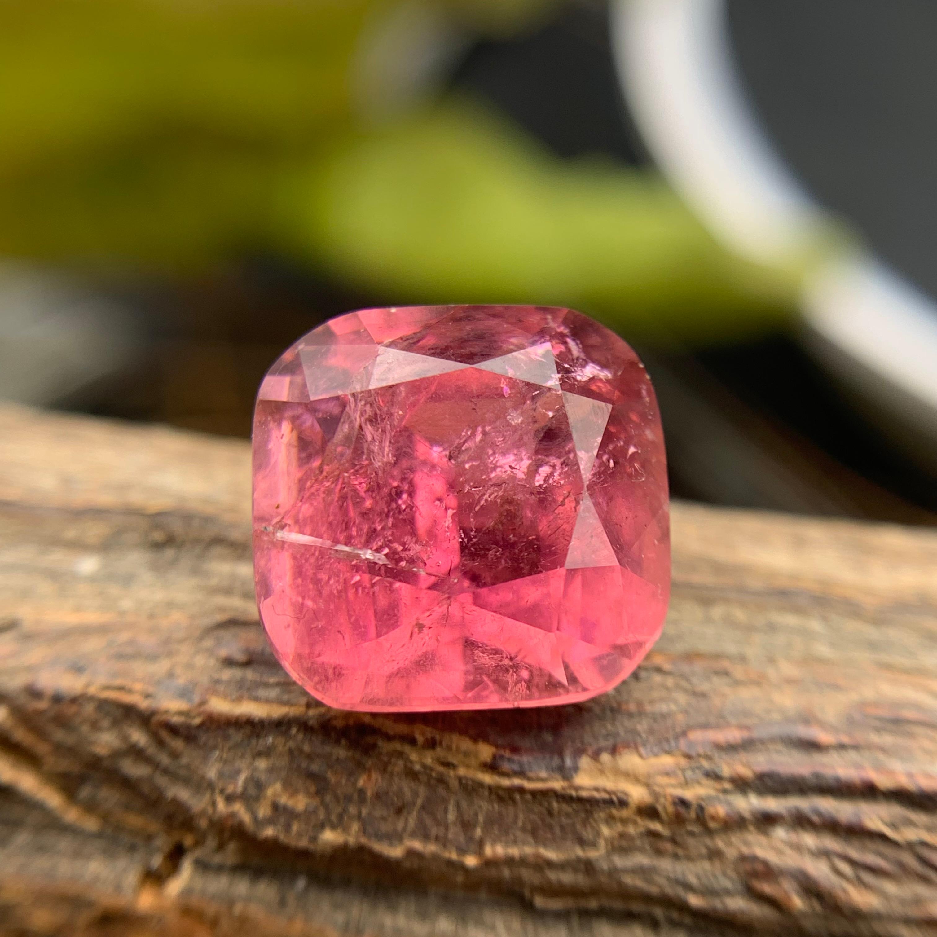 Pink Natural Tourmaline Ring, Necklace Pendant Loose Gemstone 8.20Ct Cushion Cut In New Condition For Sale In Peshawar, PK