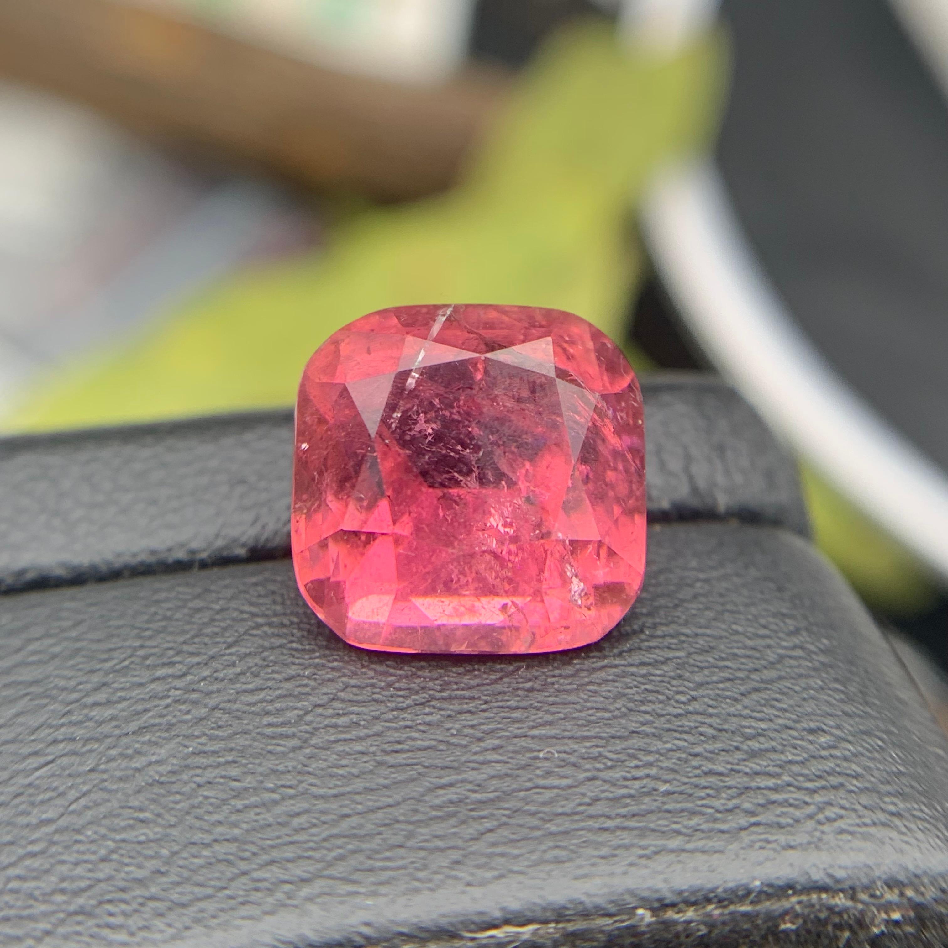 Women's or Men's Pink Natural Tourmaline Ring, Necklace Pendant Loose Gemstone 8.20Ct Cushion Cut For Sale