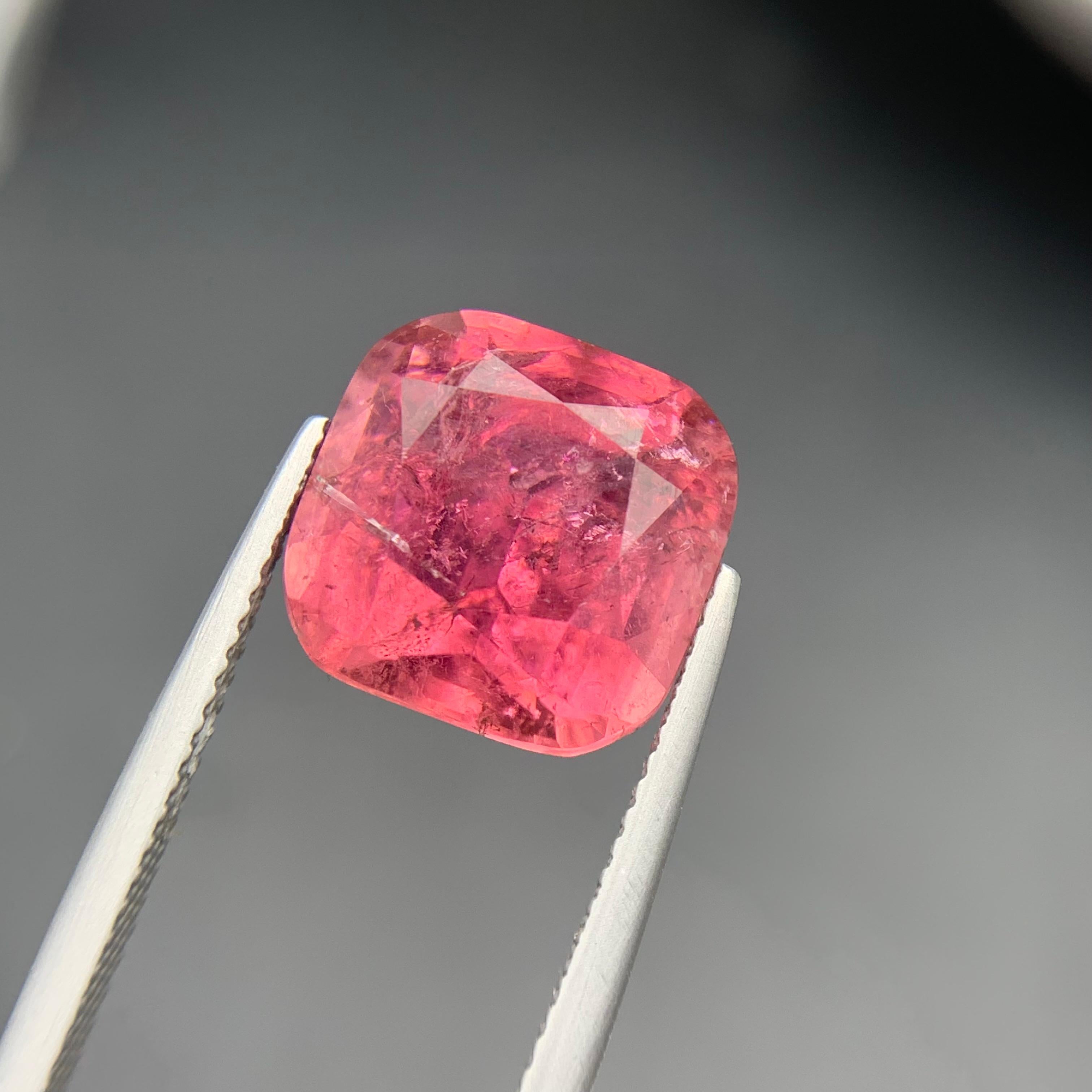 Pink Natural Tourmaline Ring, Necklace Pendant Loose Gemstone 8.20Ct Cushion Cut For Sale 3