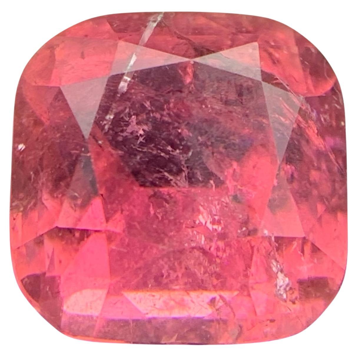 Pink Natural Tourmaline Ring, Necklace Pendant Loose Gemstone 8.20Ct Cushion Cut For Sale