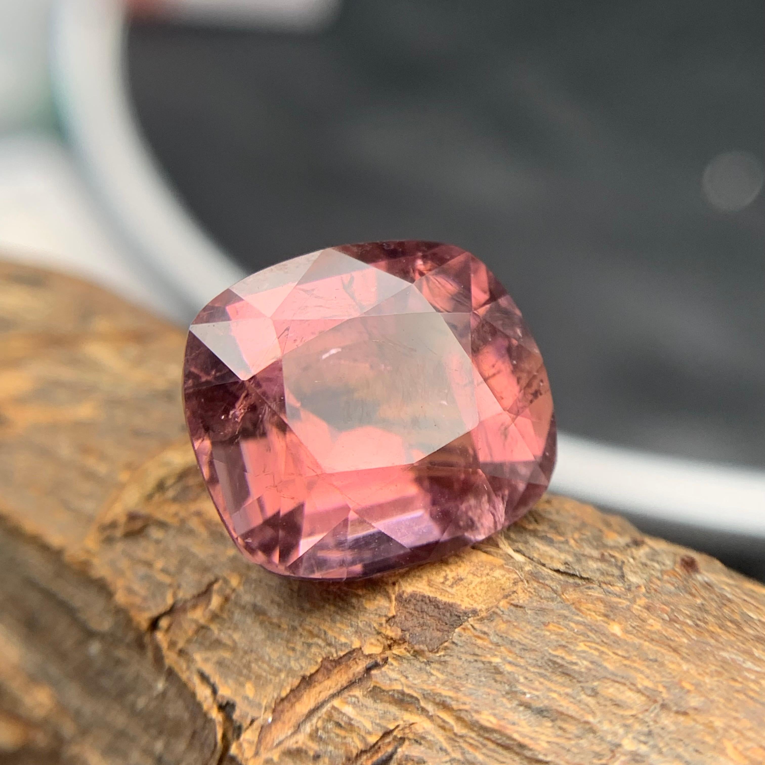 Pink Natural Tourmaline Ring, Pendant Loose Gemstone 10.25 Ct Cushion Cut-Jewel For Sale 8