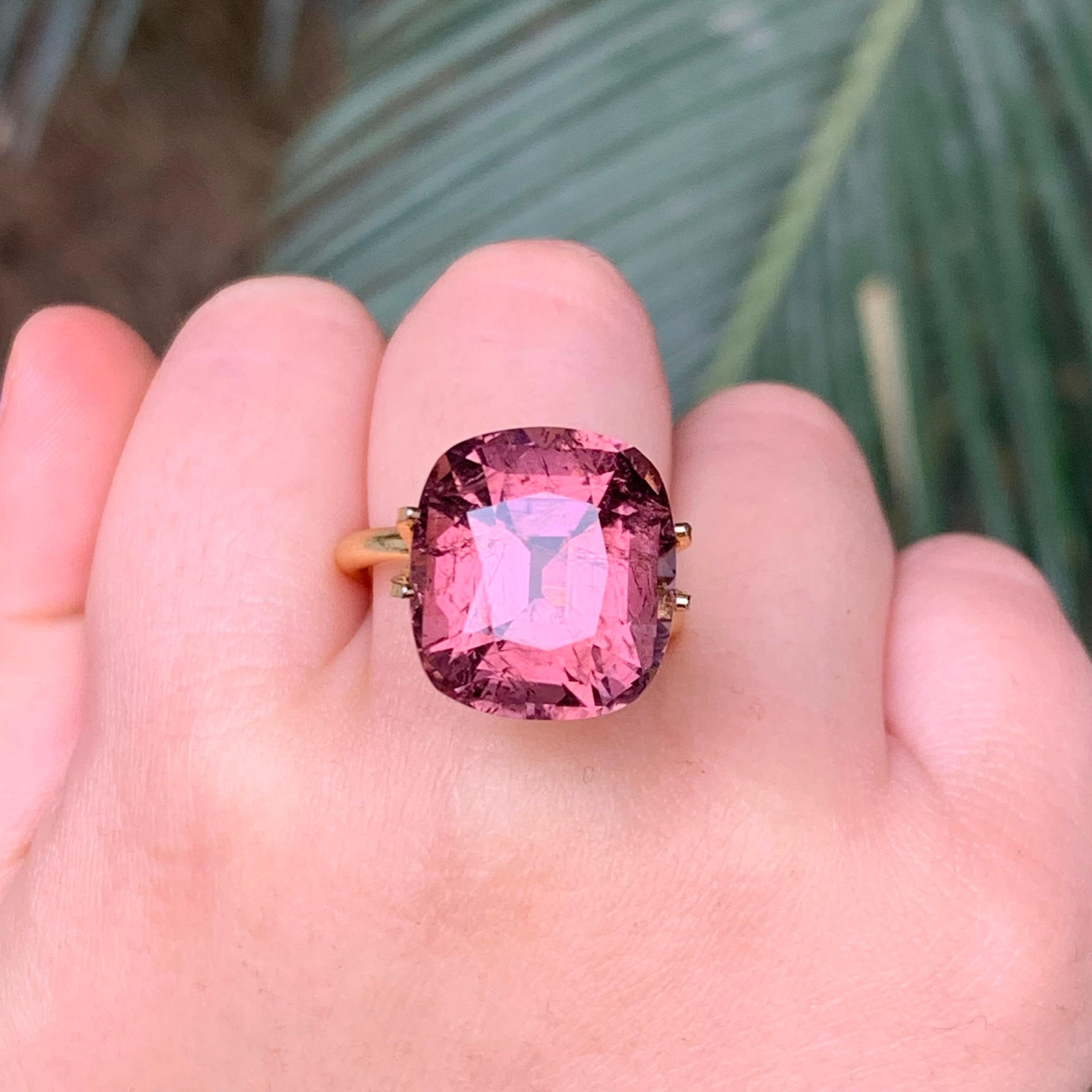 Women's or Men's Pink Natural Tourmaline Ring, Pendant Loose Gemstone 10.25 Ct Cushion Cut-Jewel For Sale