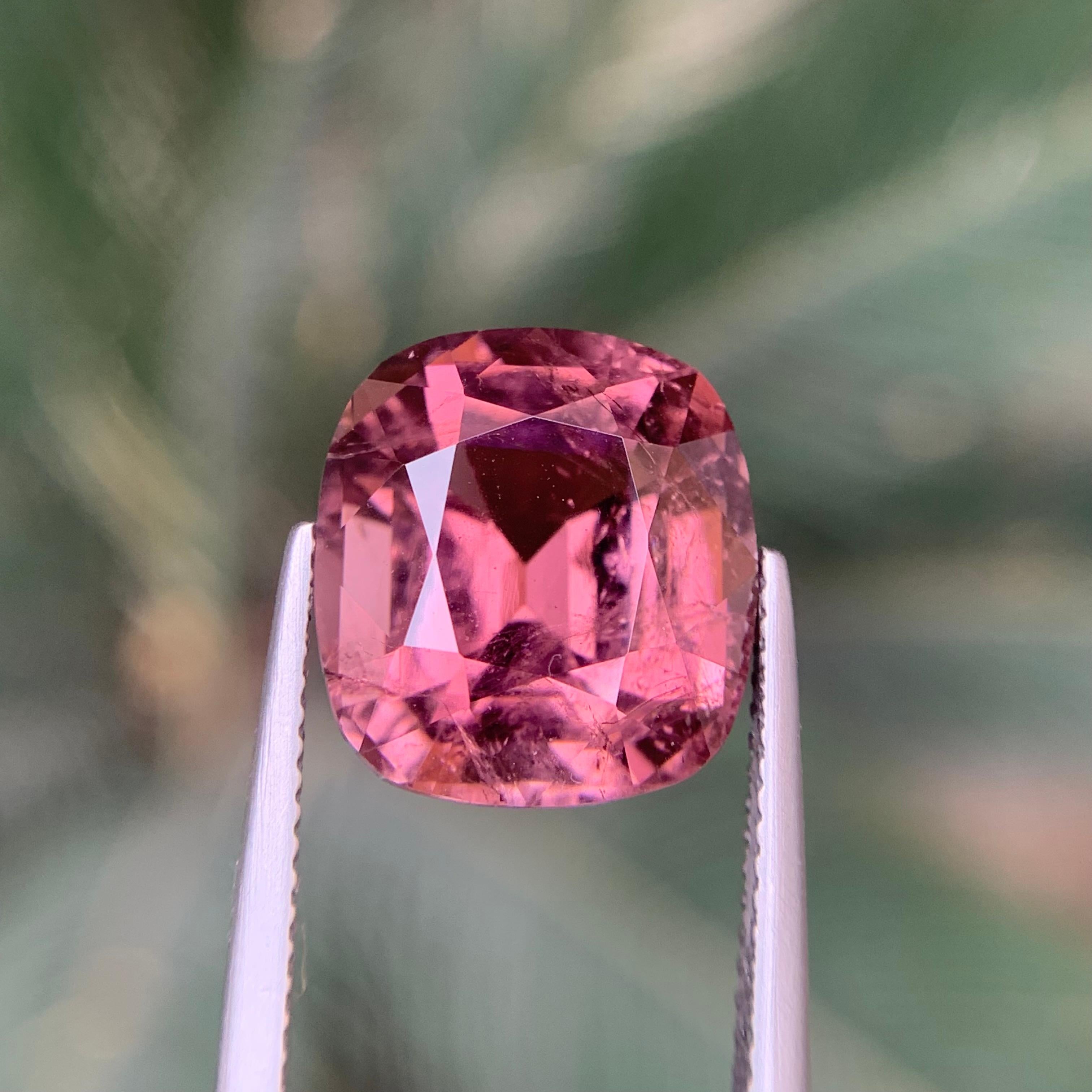 Pink Natural Tourmaline Ring, Pendant Loose Gemstone 10.25 Ct Cushion Cut-Jewel For Sale 2