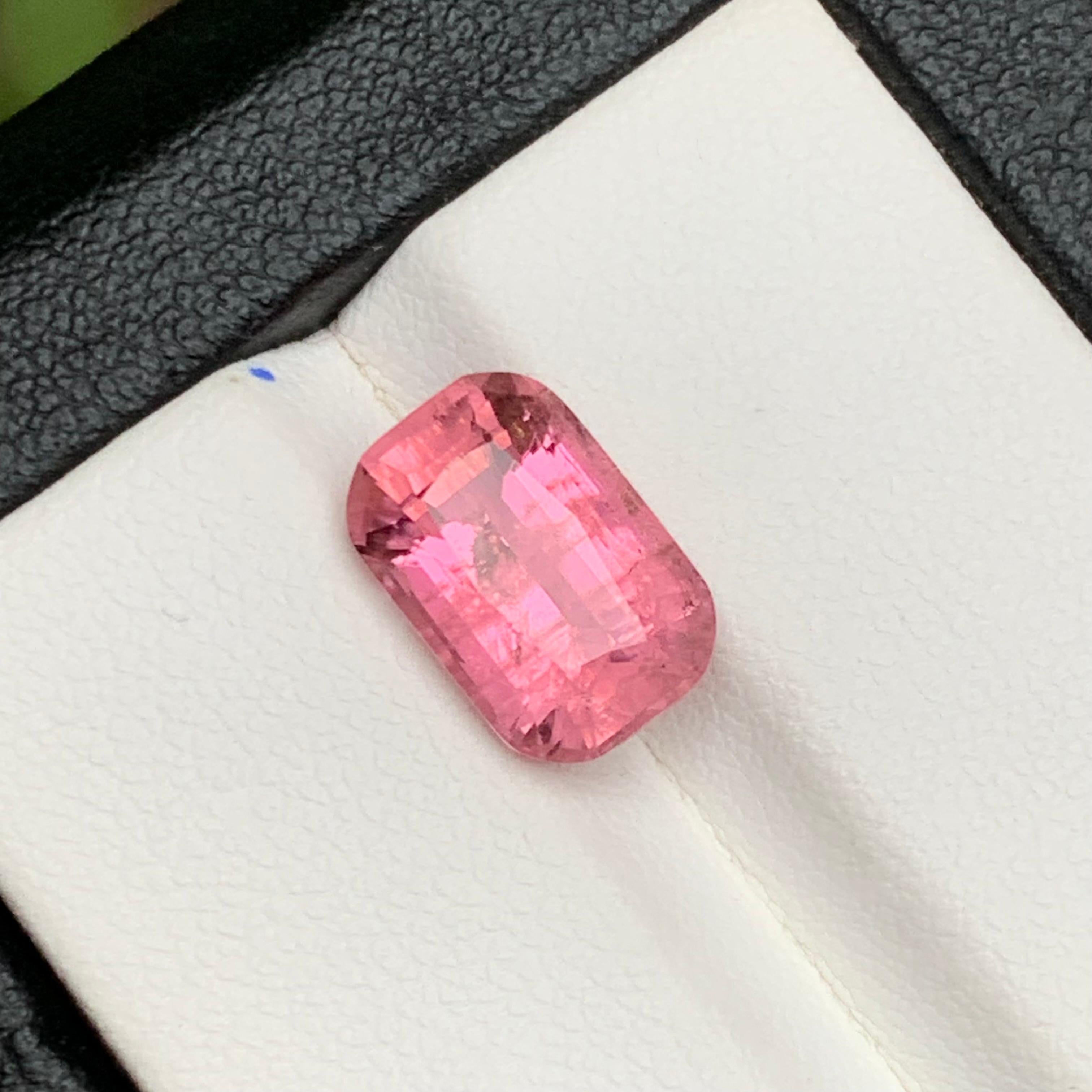 Women's or Men's Pink Natural Tourmaline Ring, Pendant Loose Gemstone 4.20 Ct Cushion Cut-Jewelry For Sale