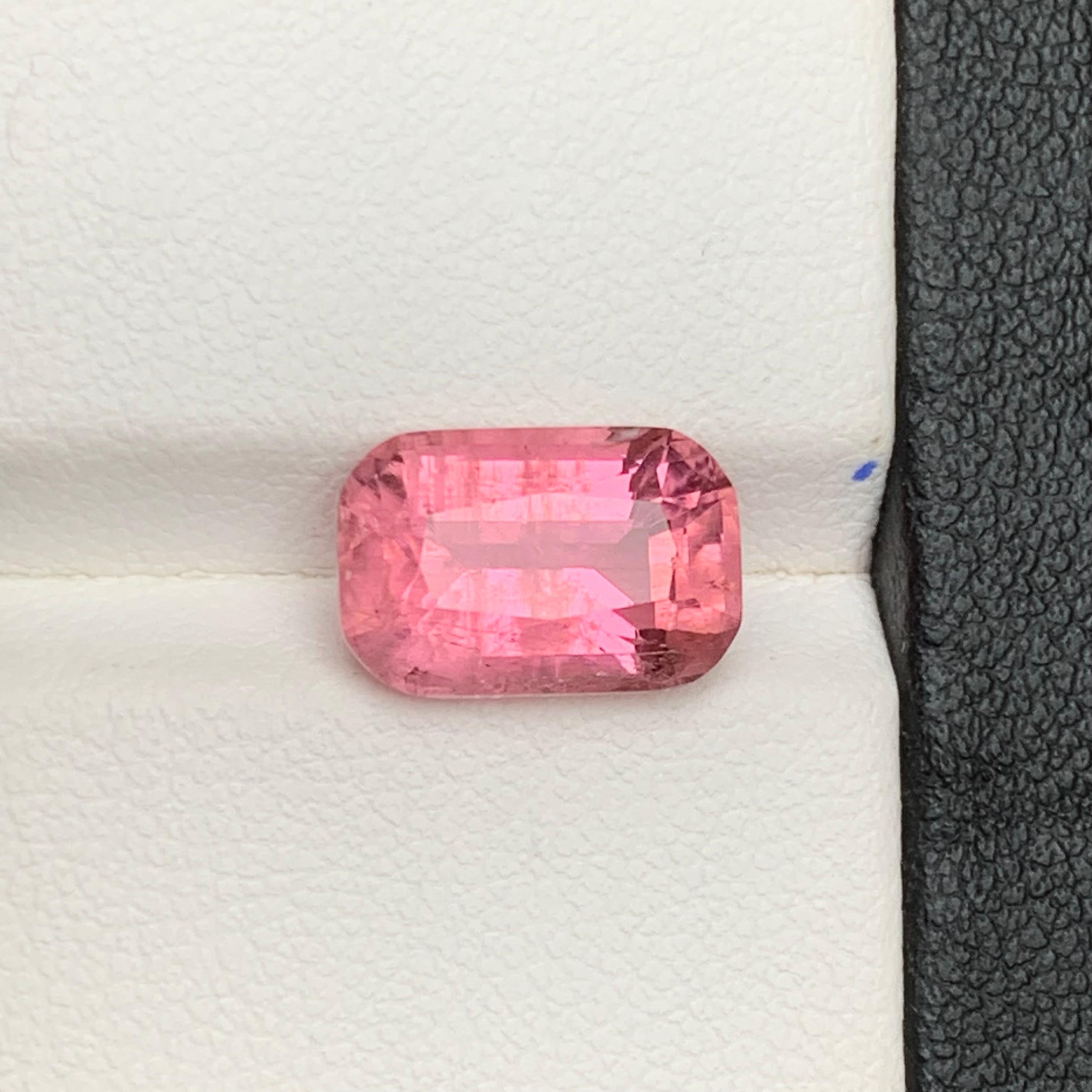 Pink Natural Tourmaline Ring, Pendant Loose Gemstone 4.20 Ct Cushion Cut-Jewelry For Sale 1
