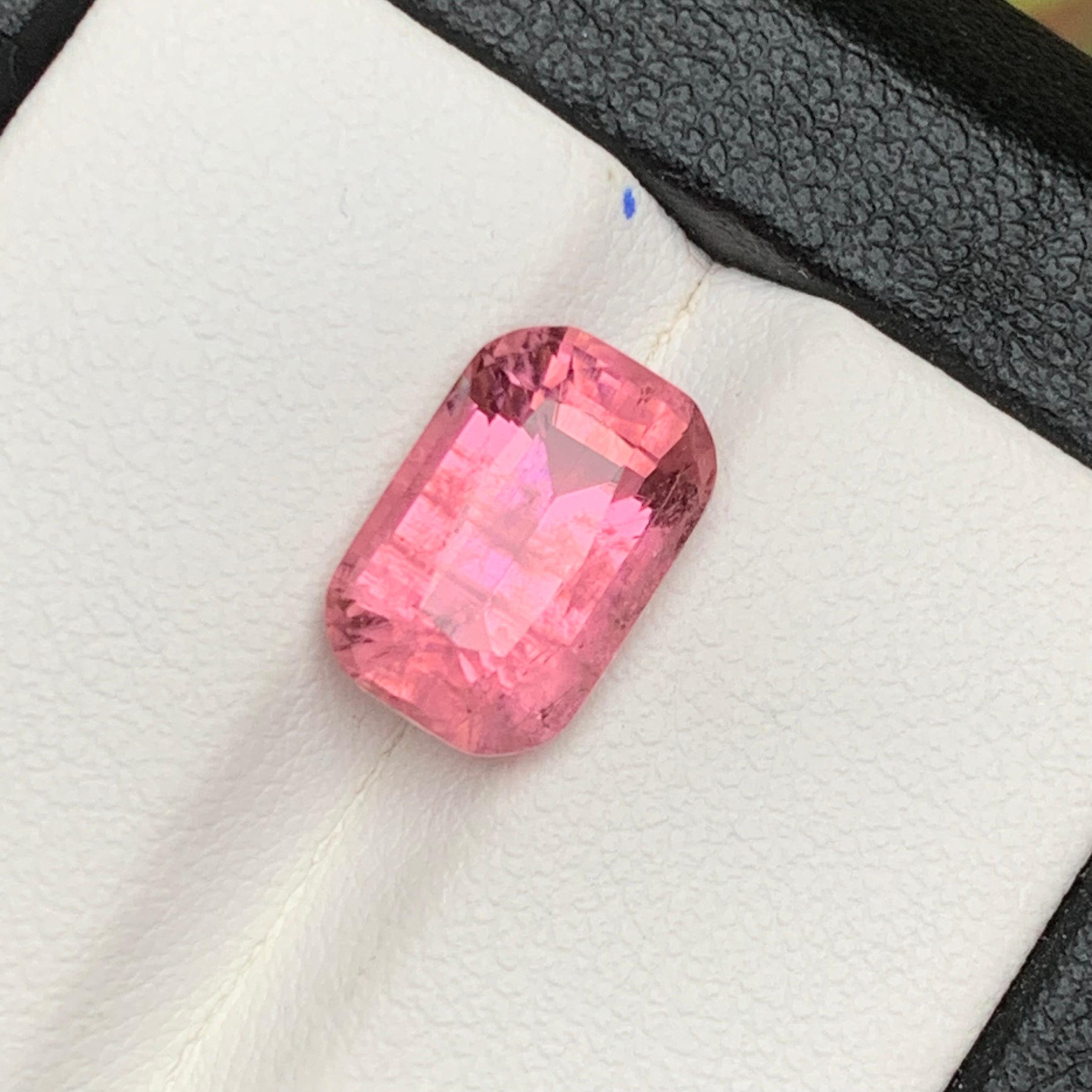 Pink Natural Tourmaline Ring, Pendant Loose Gemstone 4.20 Ct Cushion Cut-Jewelry For Sale 2