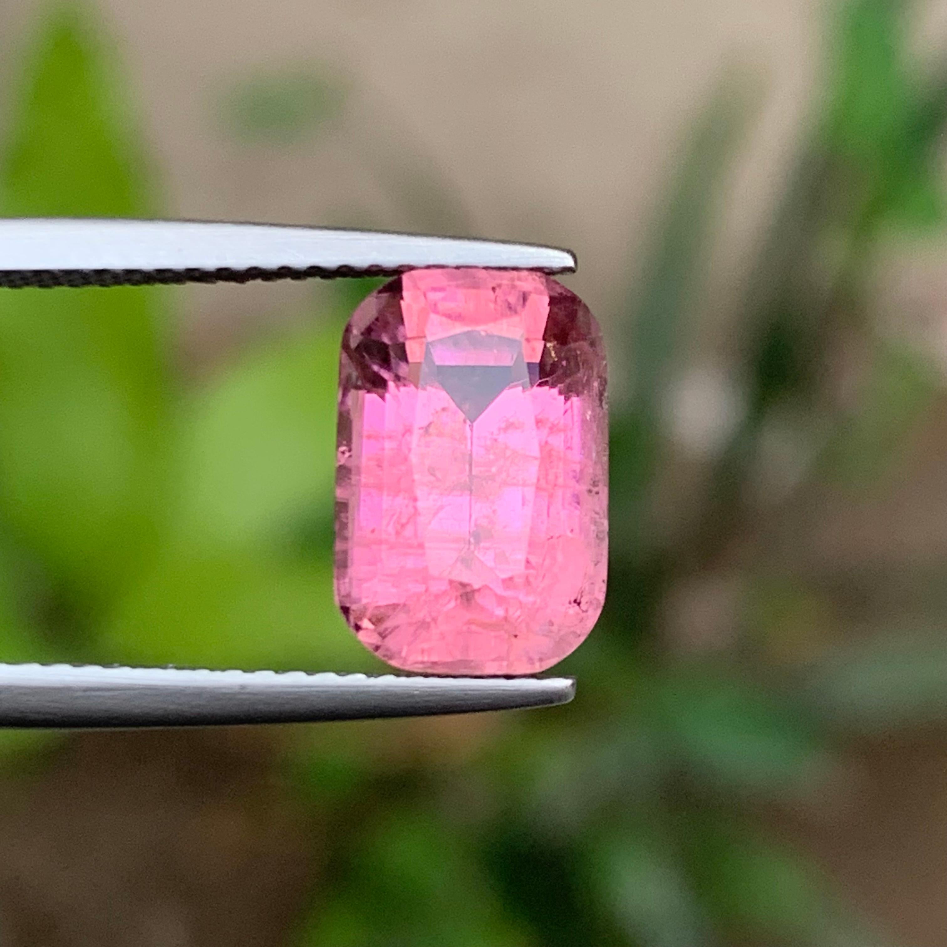 Pink Natural Tourmaline Ring, Pendant Loose Gemstone 4.20 Ct Cushion Cut-Jewelry For Sale 4