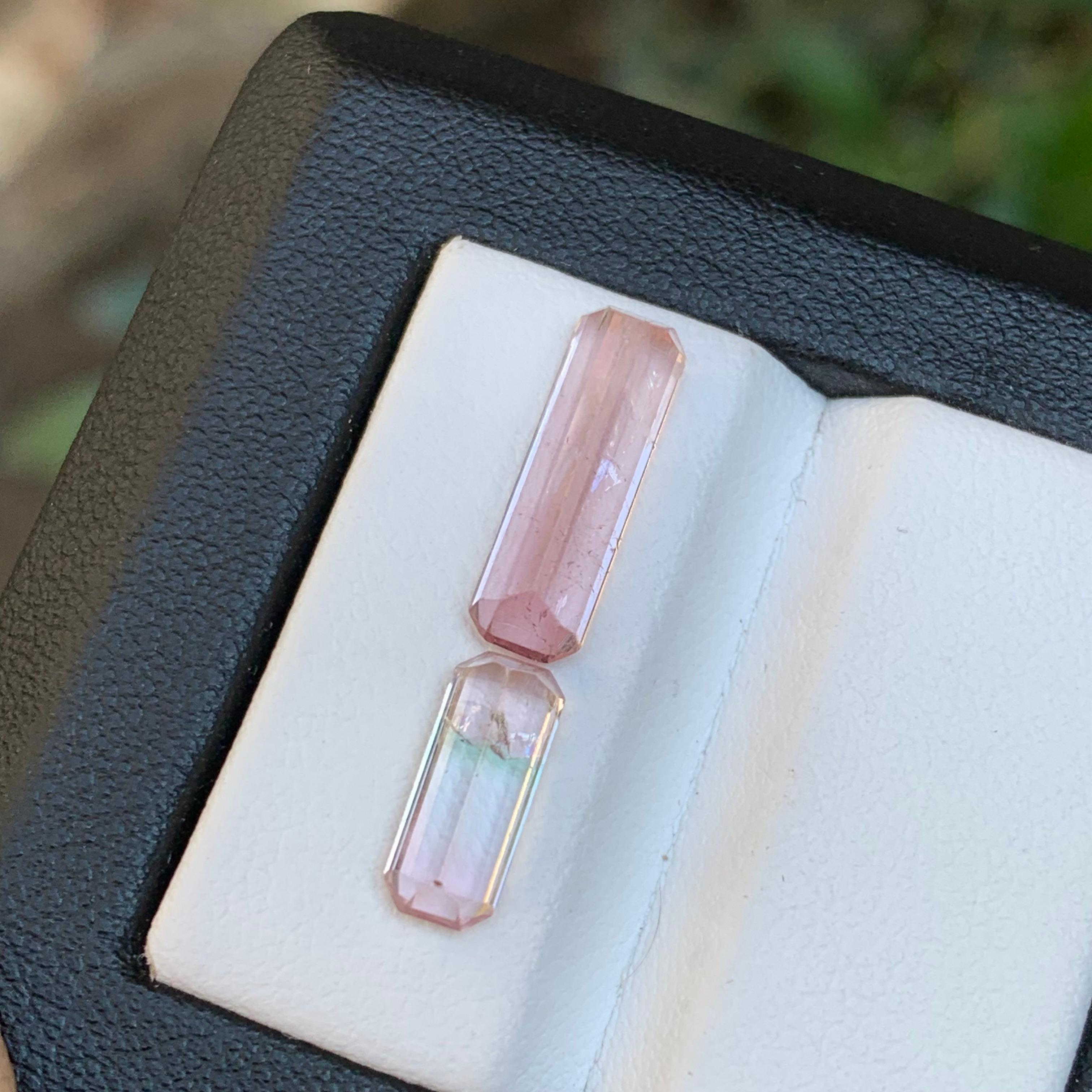 Women's or Men's Pink Natural Tourmaline Ring, Pendant Loose Gemstones 5.15Ct Emerald Cut-Jewelry For Sale