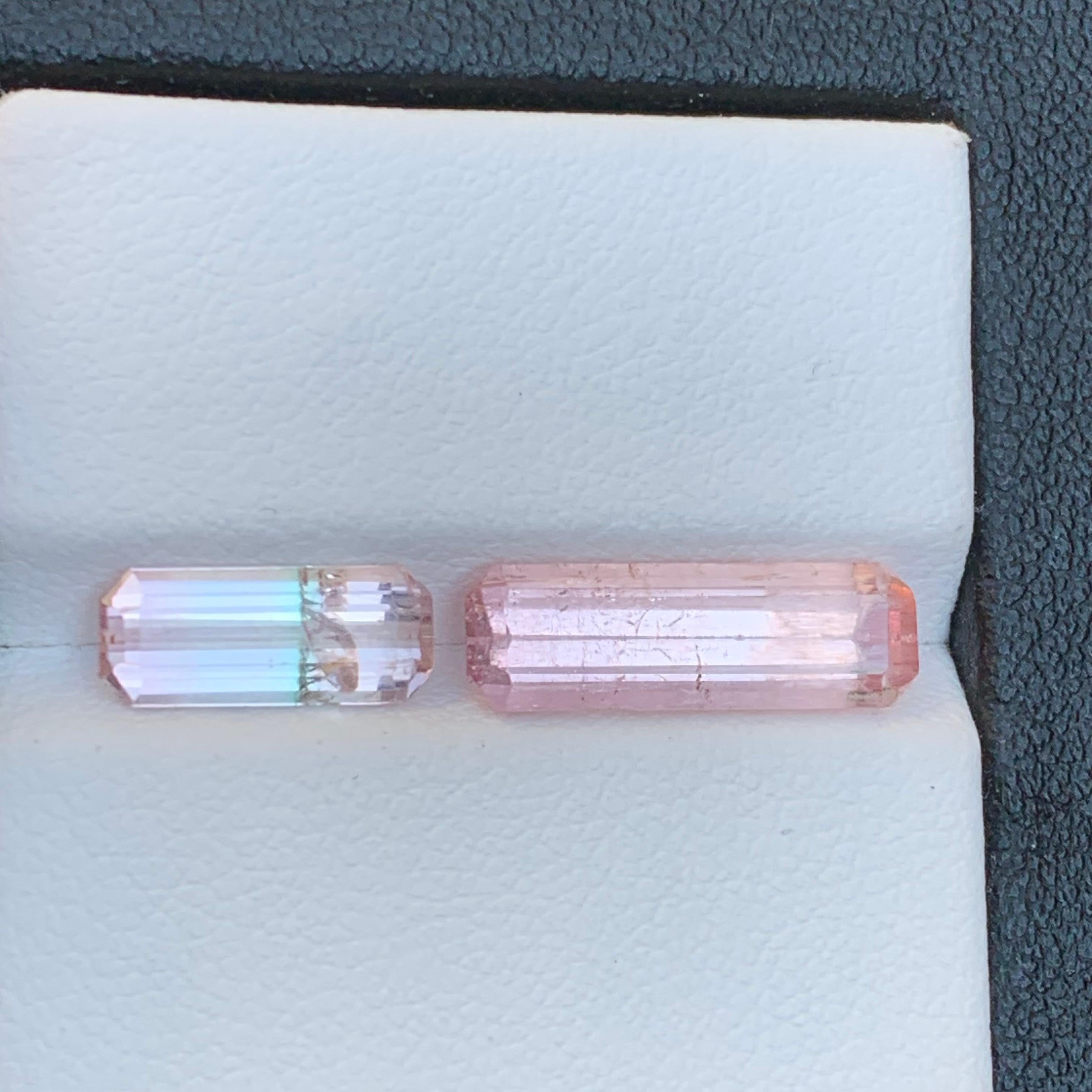 Pink Natural Tourmaline Ring, Pendant Loose Gemstones 5.15Ct Emerald Cut-Jewelry For Sale 1