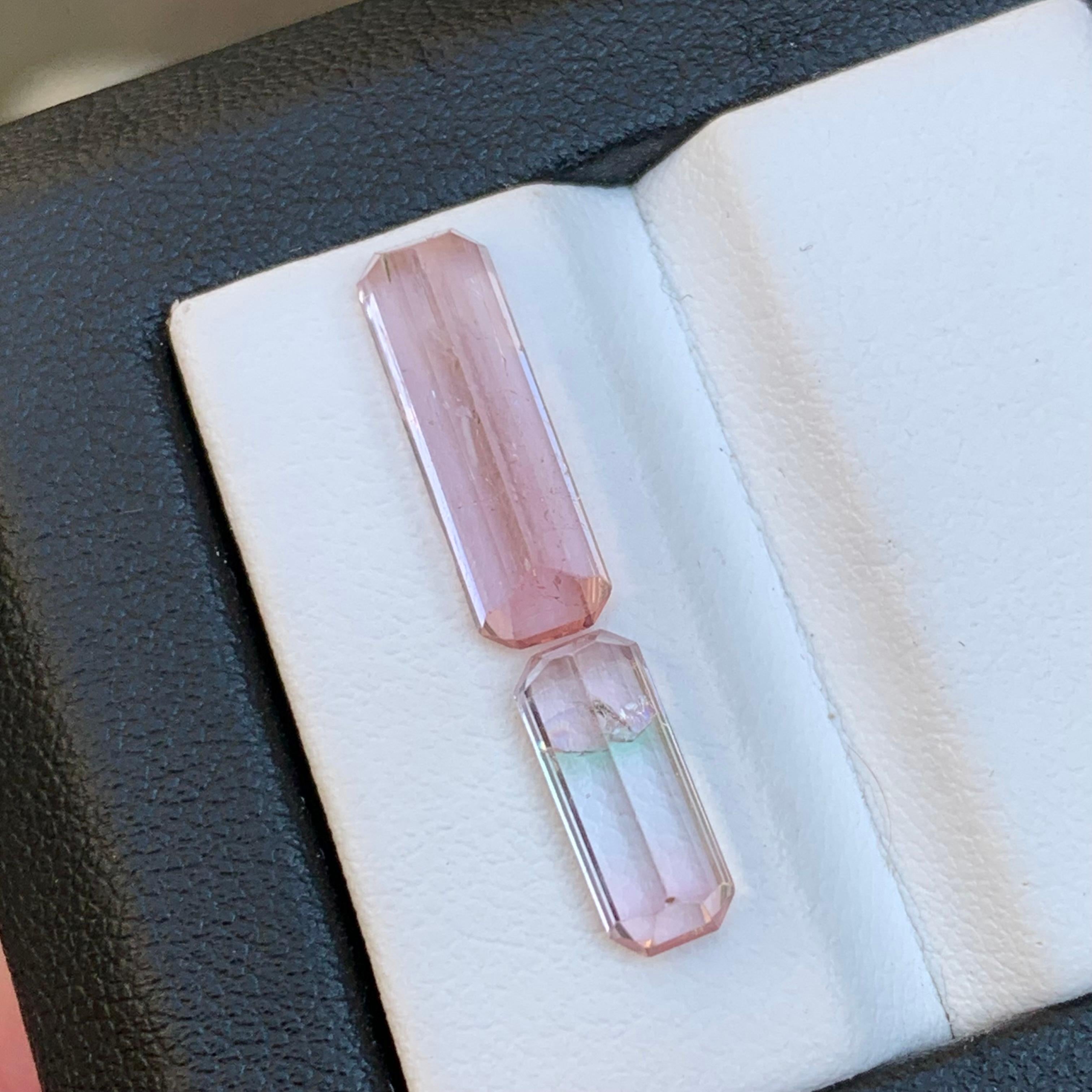 Pink Natural Tourmaline Ring, Pendant Loose Gemstones 5.15Ct Emerald Cut-Jewelry For Sale 4