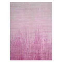 Orientalischer handgeknüpfter, vertikaler Teppich in Ombre-Design aus natürlicher Wolle in Rosa