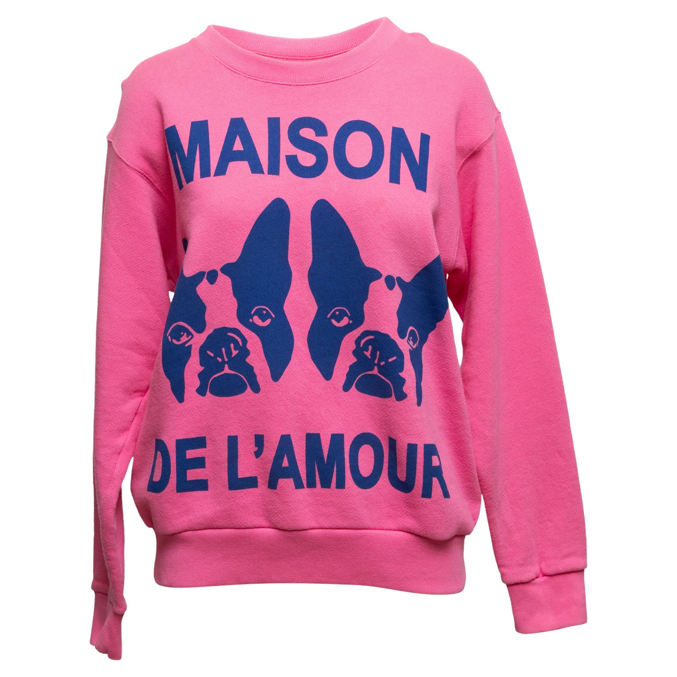 Gucci Maison De L'Amour - Sweat-shirt rose et marine, taille US XS