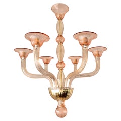 Pink Neoclassical Murano glass chandelier