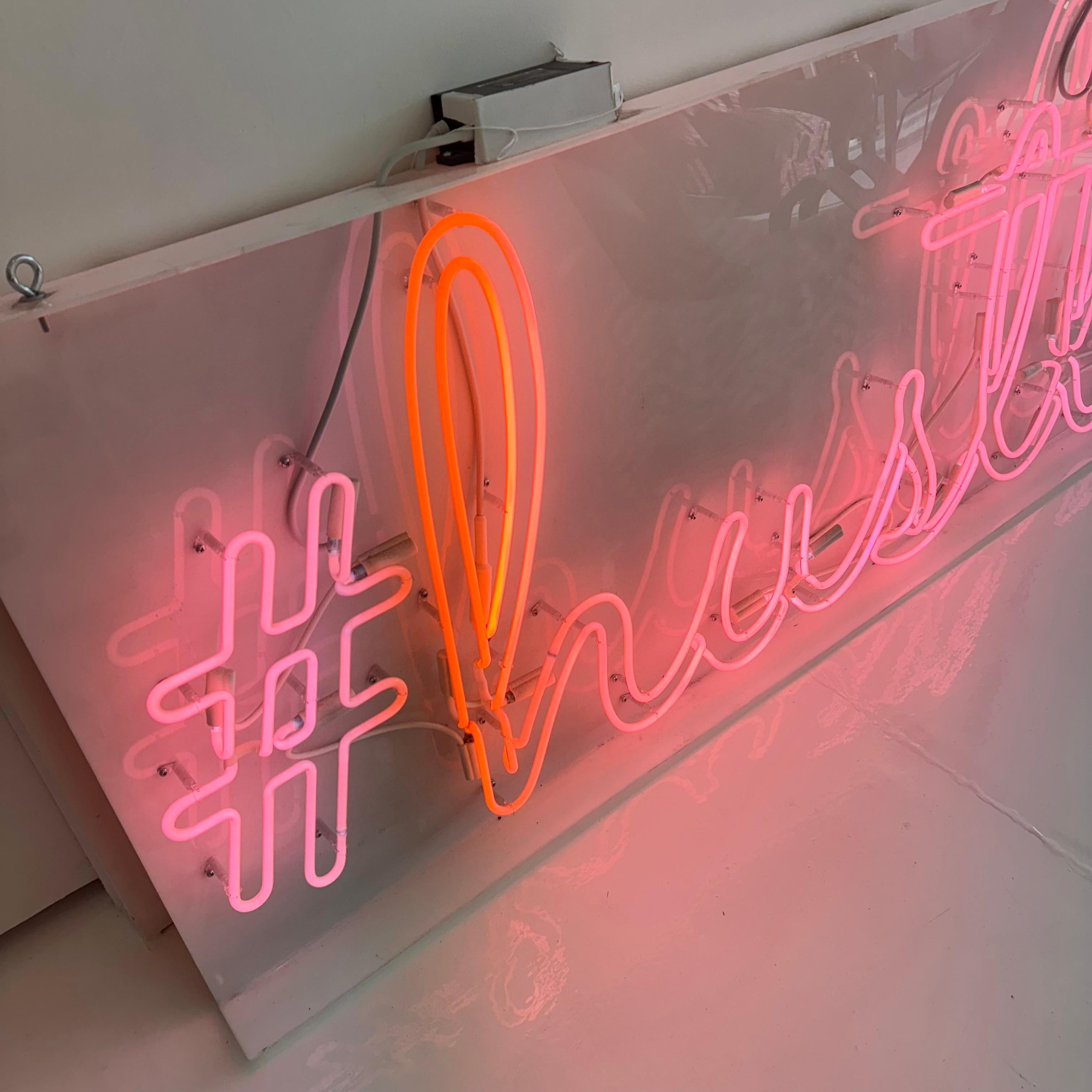Late 20th Century Pink Neon 'Hustle' Sign, 1990s USA For Sale