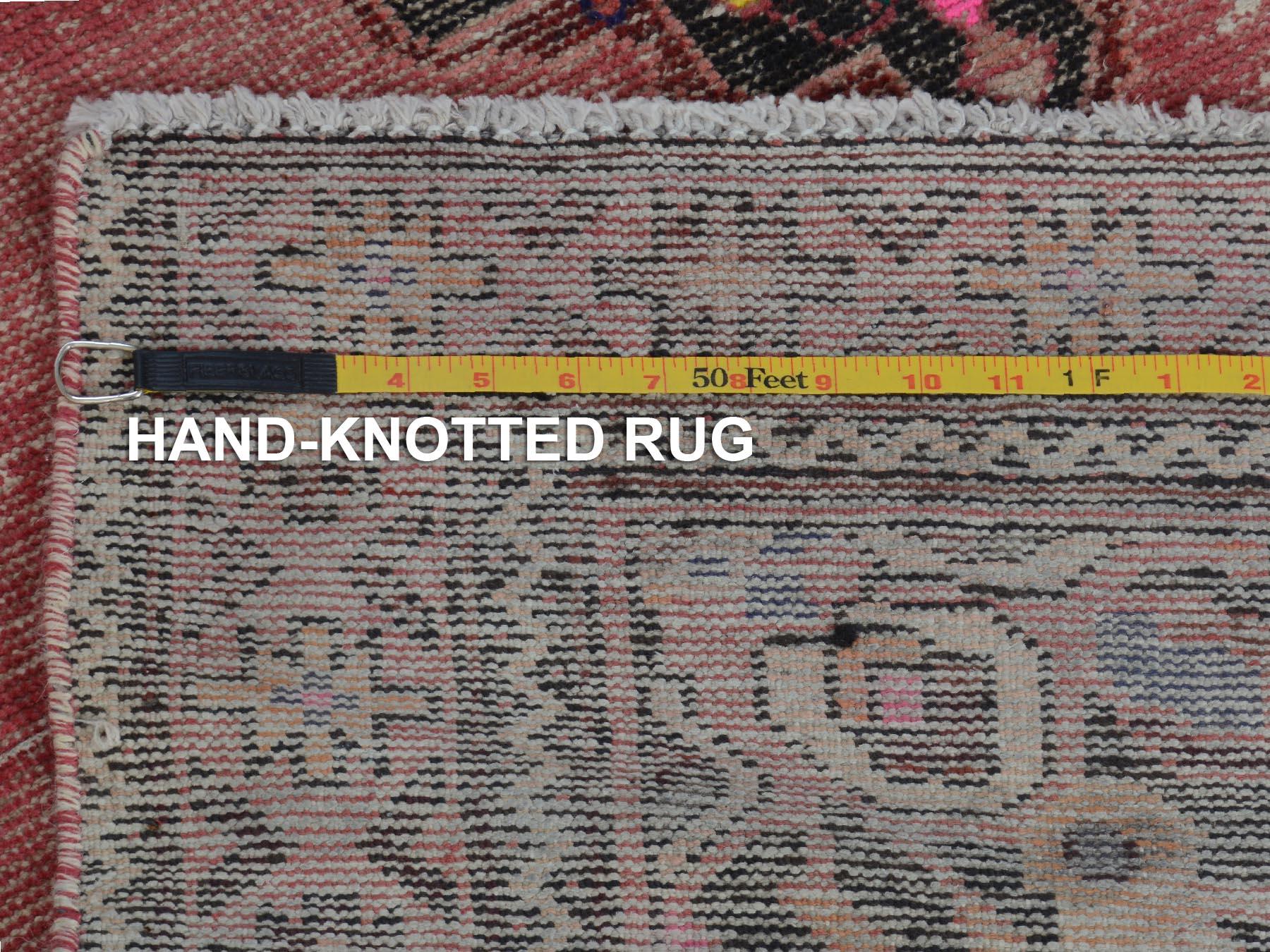 Pink Old and Worn Down Persian Bakhtiari Pure Wool Hand Knotted Runner Oriental 1