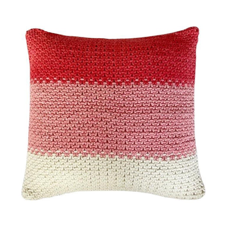 Pink Ombre 100% Cotton Handknitted Pillow made in South Africa For Sale