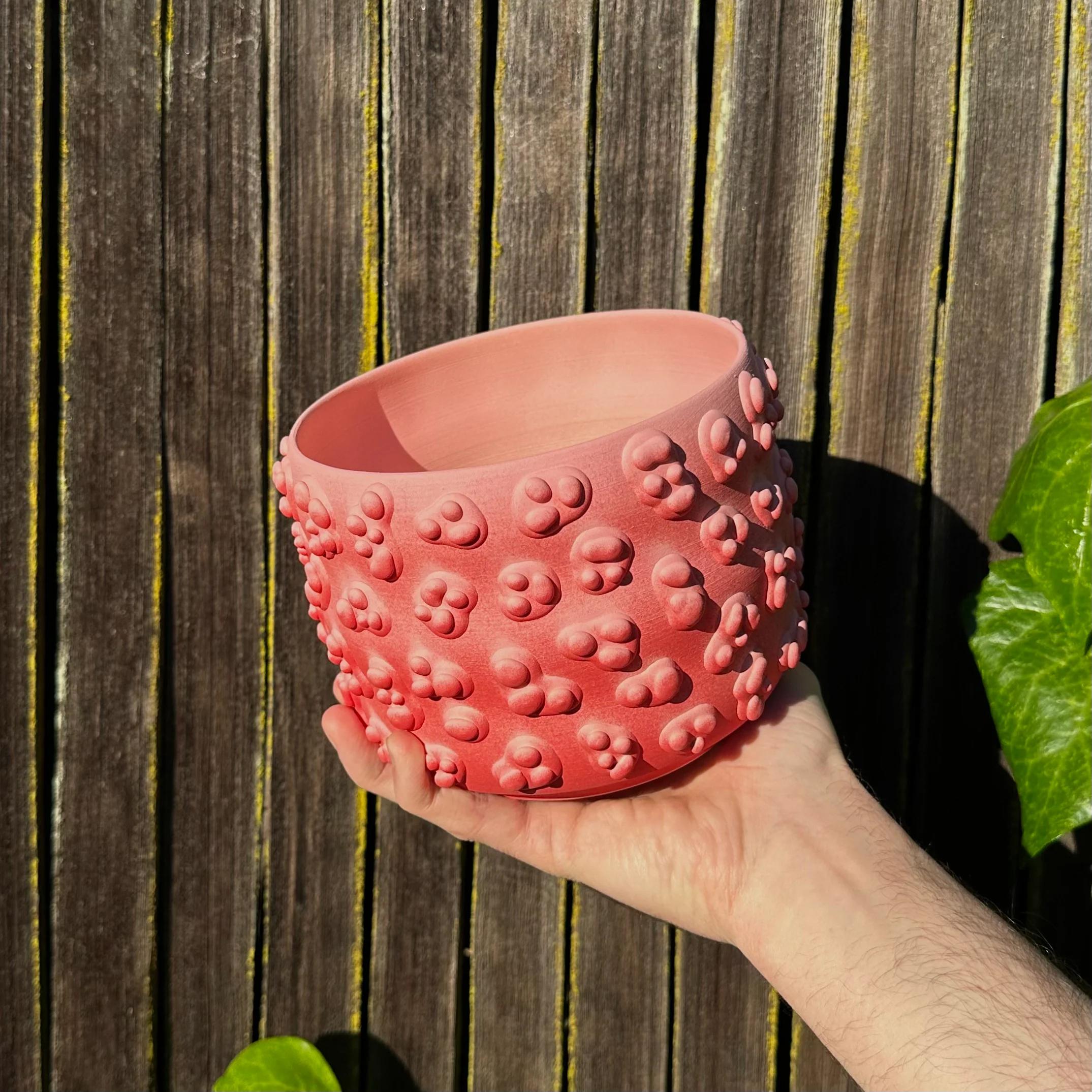 Mid-Century Modern Pink Ombre Amoeba Planter For Sale