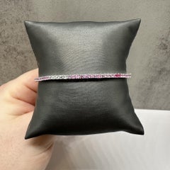 Pink Ombre Sapphire Tennis Bracelet in Sterling Silver – 3.9ct, 7in, New