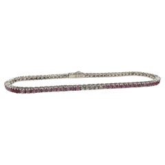 Pink Ombre Sapphire Tennis Bracelet in Sterling Silver – 3.9ct, 7in, New