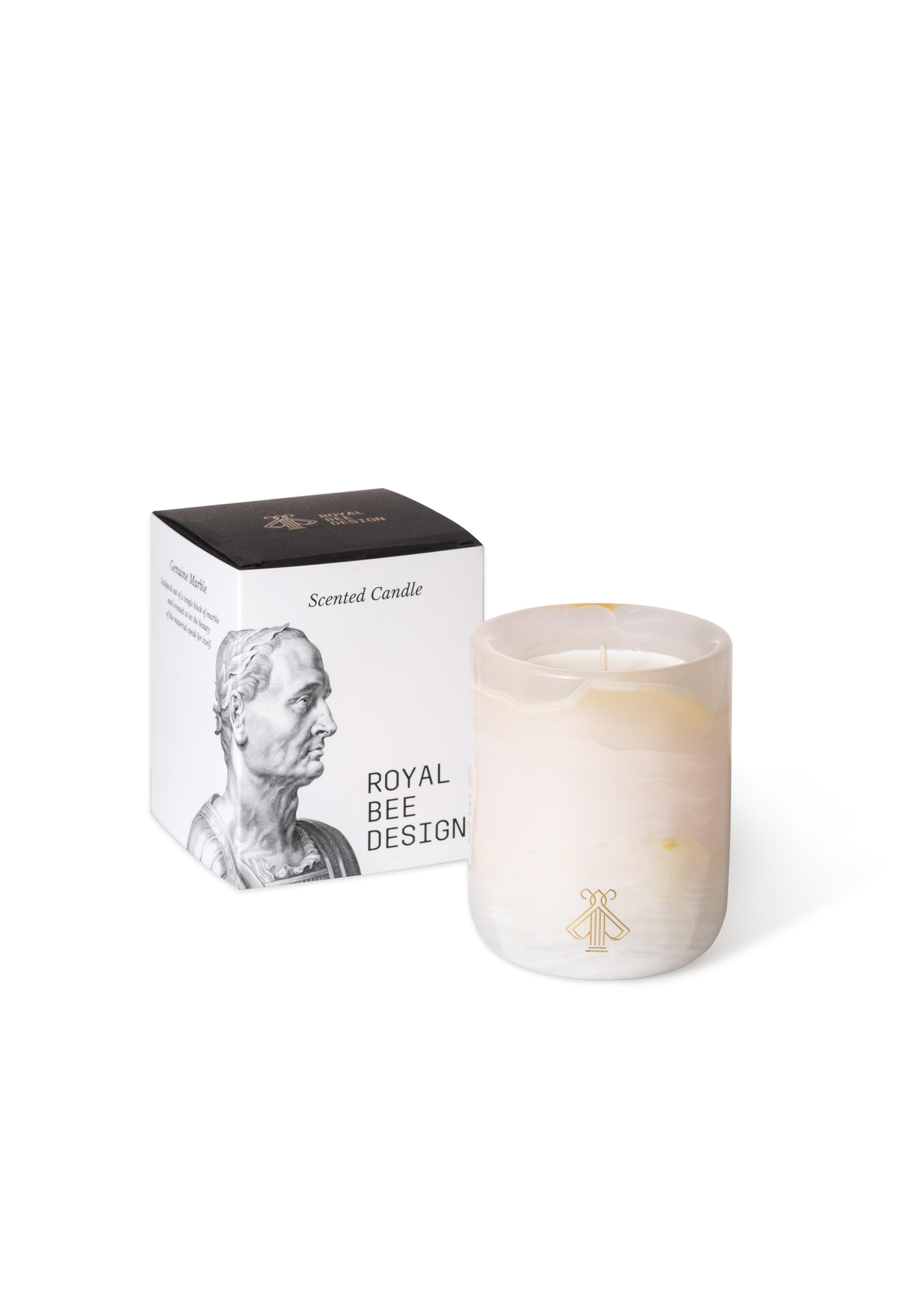 Praised by the Greeks, Egyptians, and Romans since ancient times, onyx is a soft stone symbolizing elegance, finesse, and immaculate whiteness. The true beauty is held within the unique glow each onyx candle provides once lit, showing off the