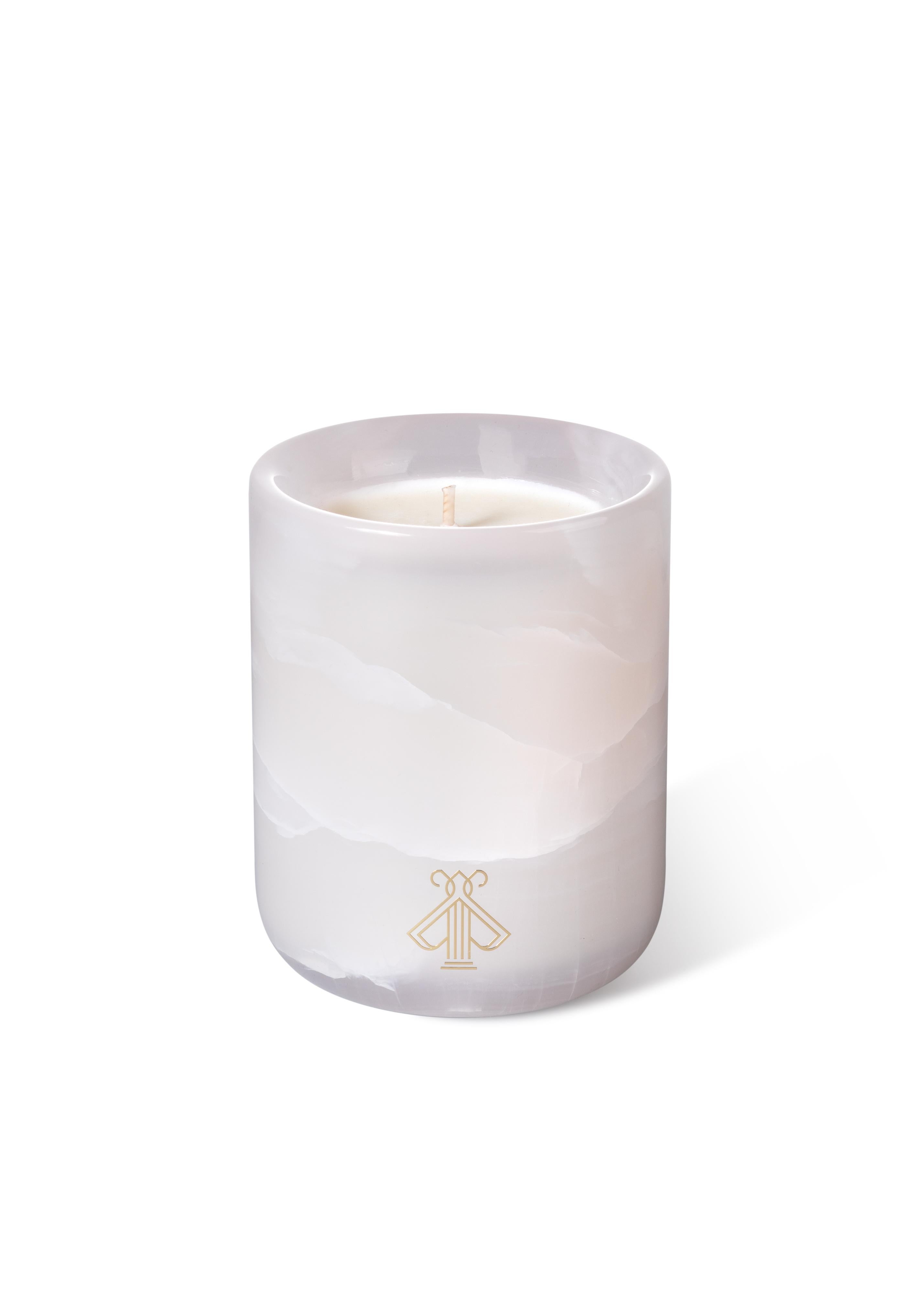 European Pink Onyx Scented Candle For Sale