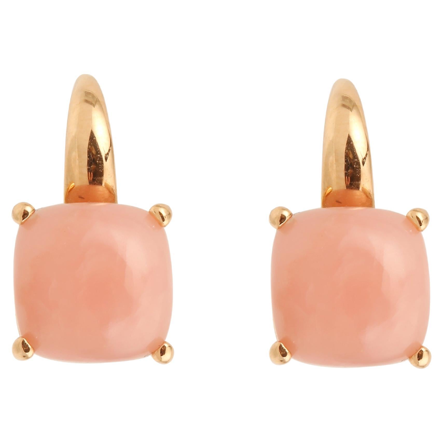 Pink Opal 18 Carat Rose Gold Earrings For Sale