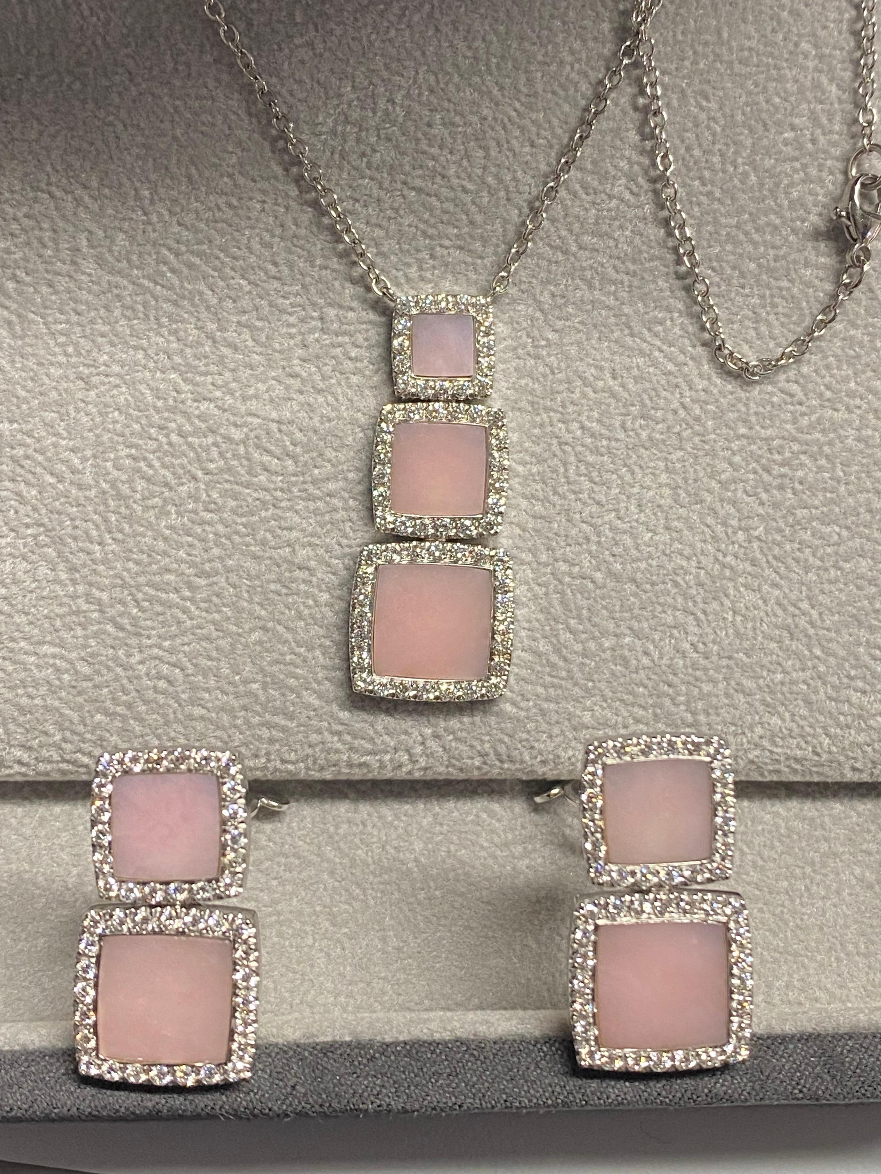 Halskette aus 18 Karat Weißgold mit rosa Opal, hergestellt in Italien im Angebot 7