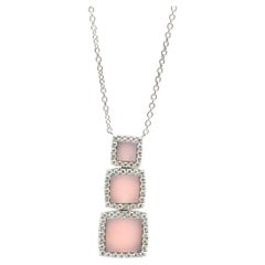 Pink Opal 18 Karat White Gold Made in Italy Necklace