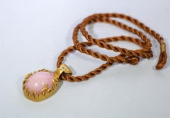 Pink Opal 21-22 Karat Gold Drop Pendant Necklace Organic Designer Jewelry Unique