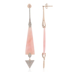 Pink Opal and Diamond Earring 14 Karat Rose Gold