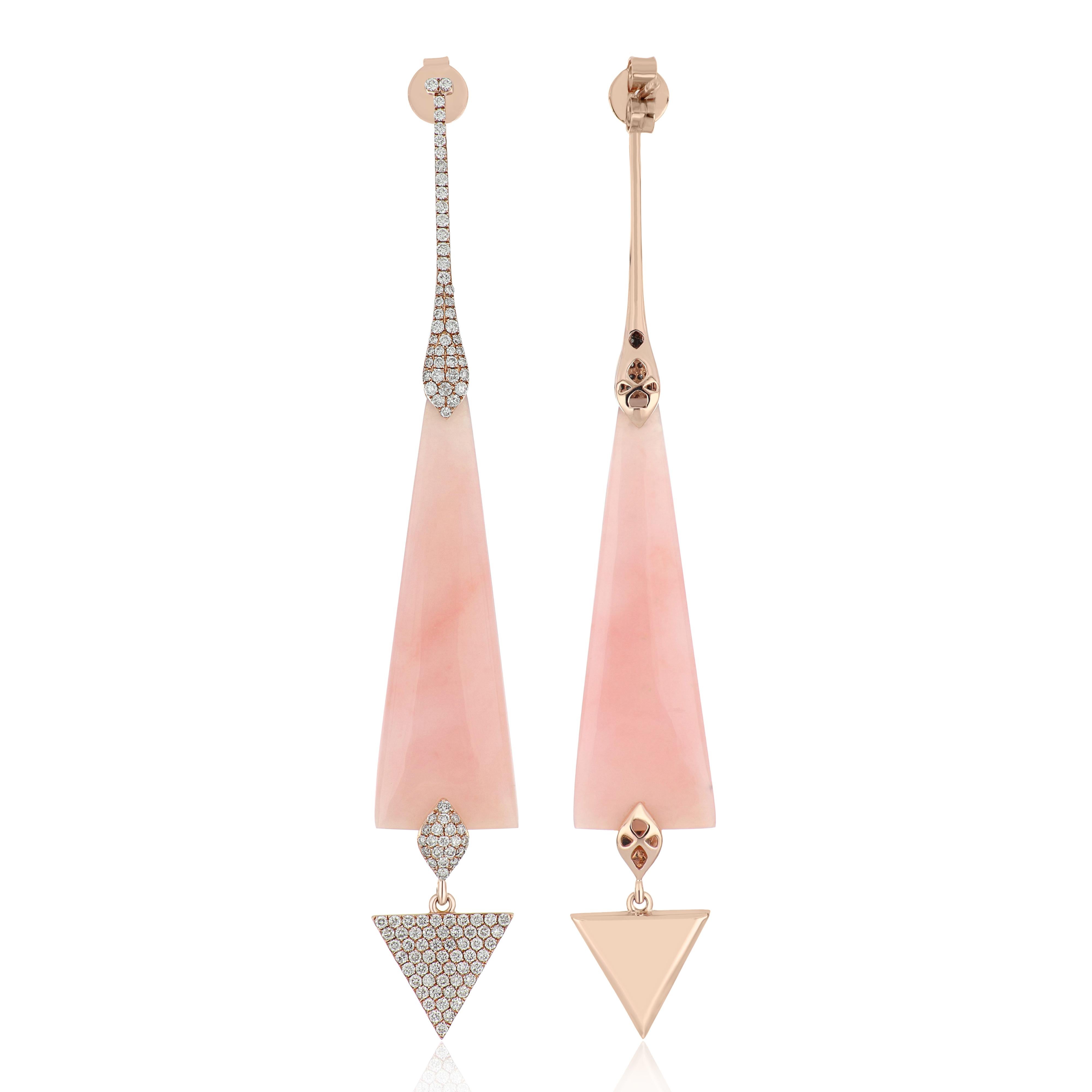 pink opal drop earrings