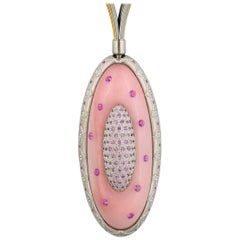 Pendentif dramatique en opale rose et saphir rose de Zoltan David