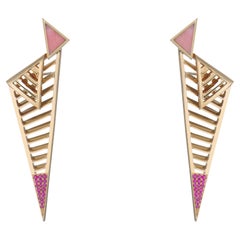 JV Insardi Pink Opal and Ruby 18kt Gold Earrings