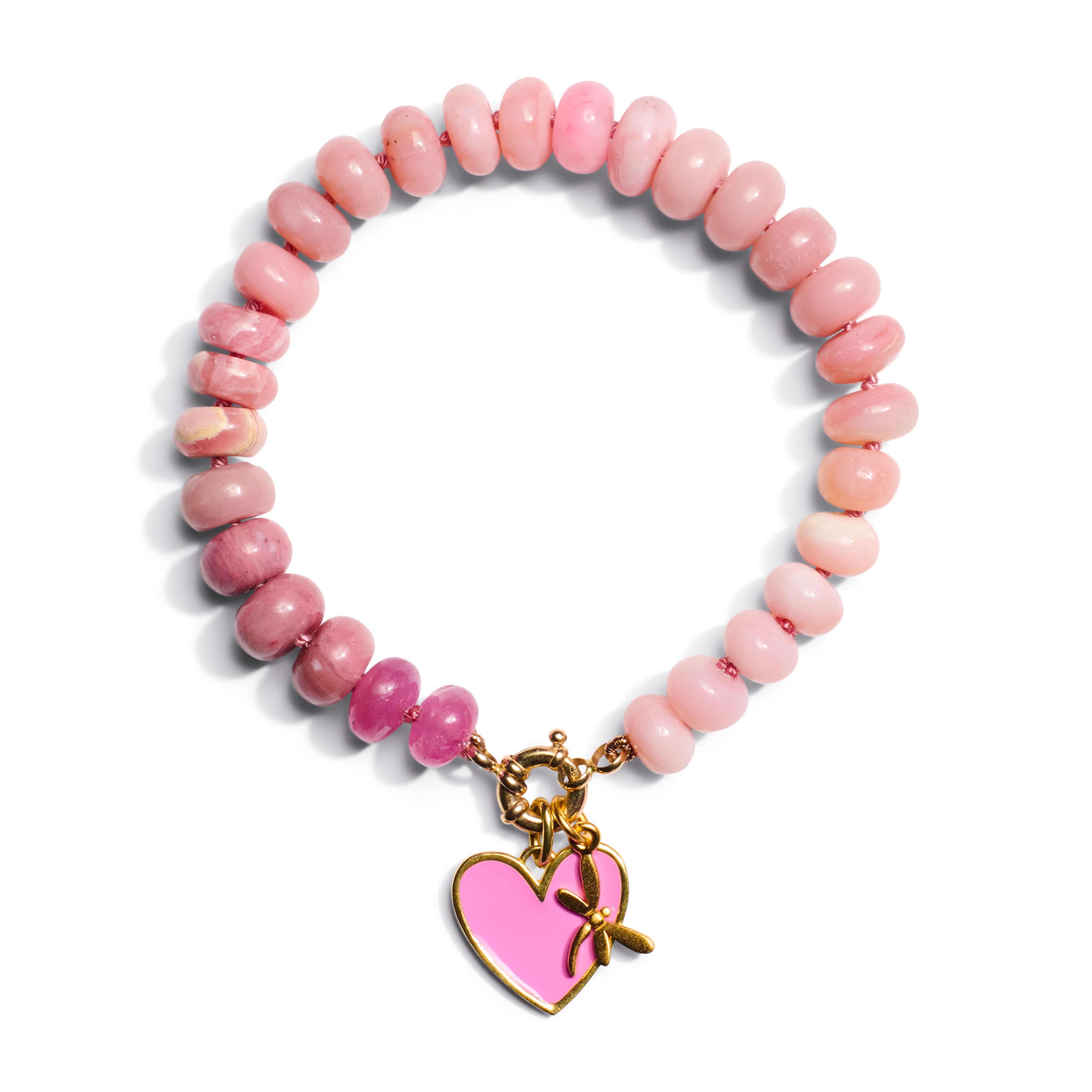 The perfect blue multi gemstone bracelet, methiciously handknotted. A composition of pink precious gemstones around your wrist! This beauty is made of  7-8mm polished gemstones such as;

• Pink Sapphire
• Opal
• Peru Opal
• Agates
• Haitian Flower