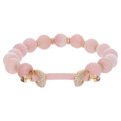 Bracciale a sfere di opale rosa Smokey Diamond in oro giallo 14kt Gioielli fatti a mano