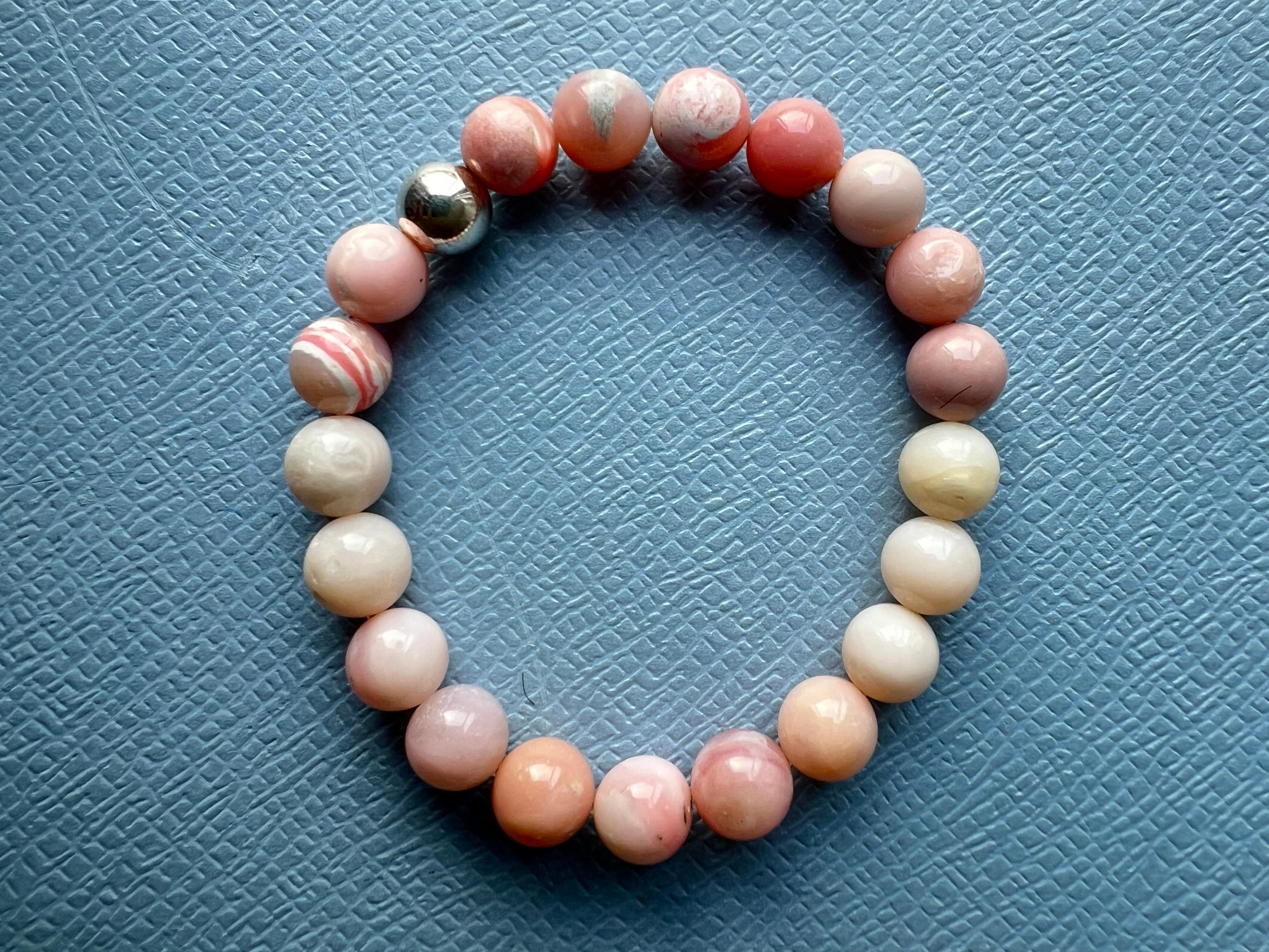 Pink Opal Bracelet Silver For Sale 4