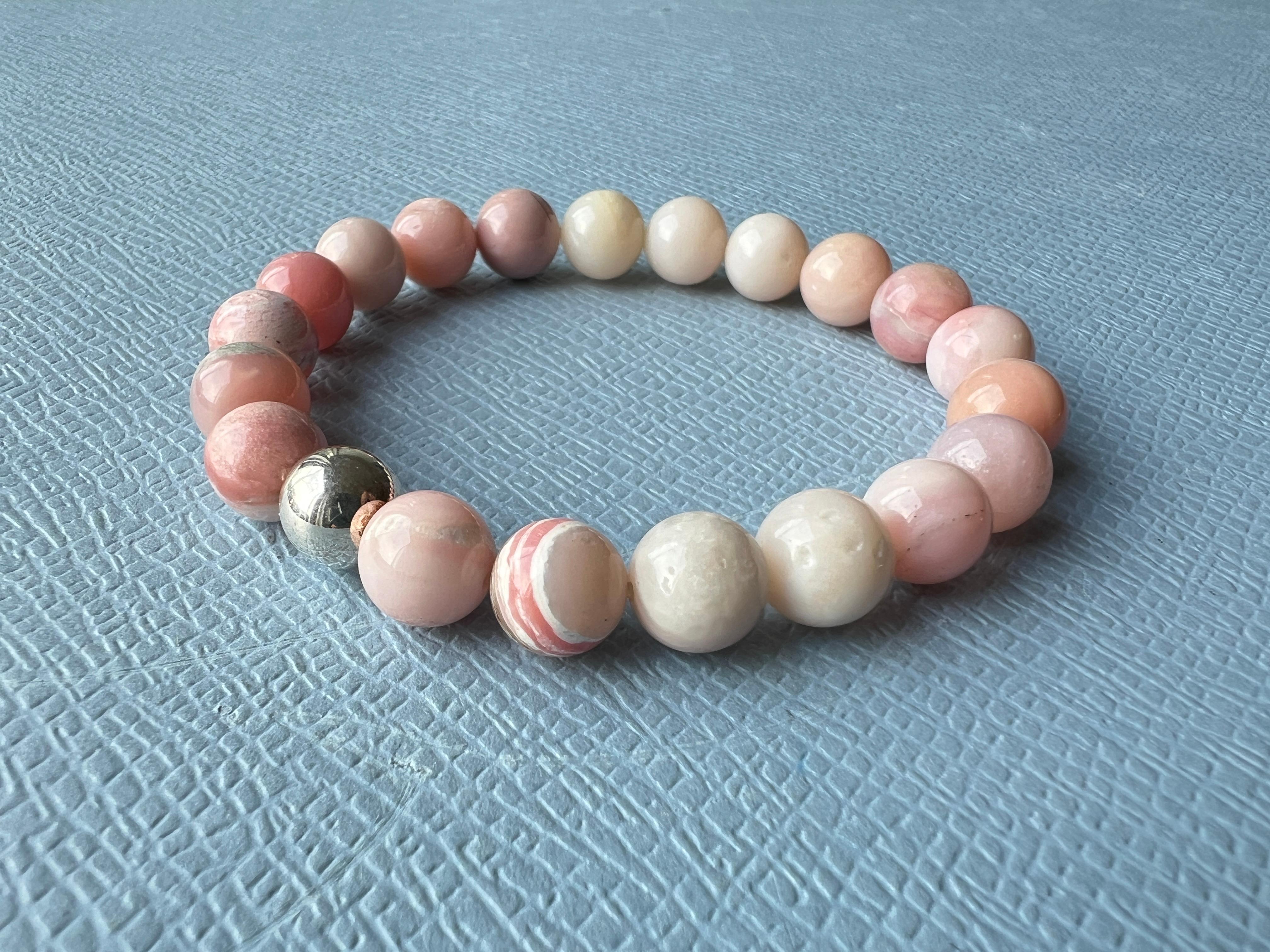 Pink Opal Bracelet Silver For Sale 5