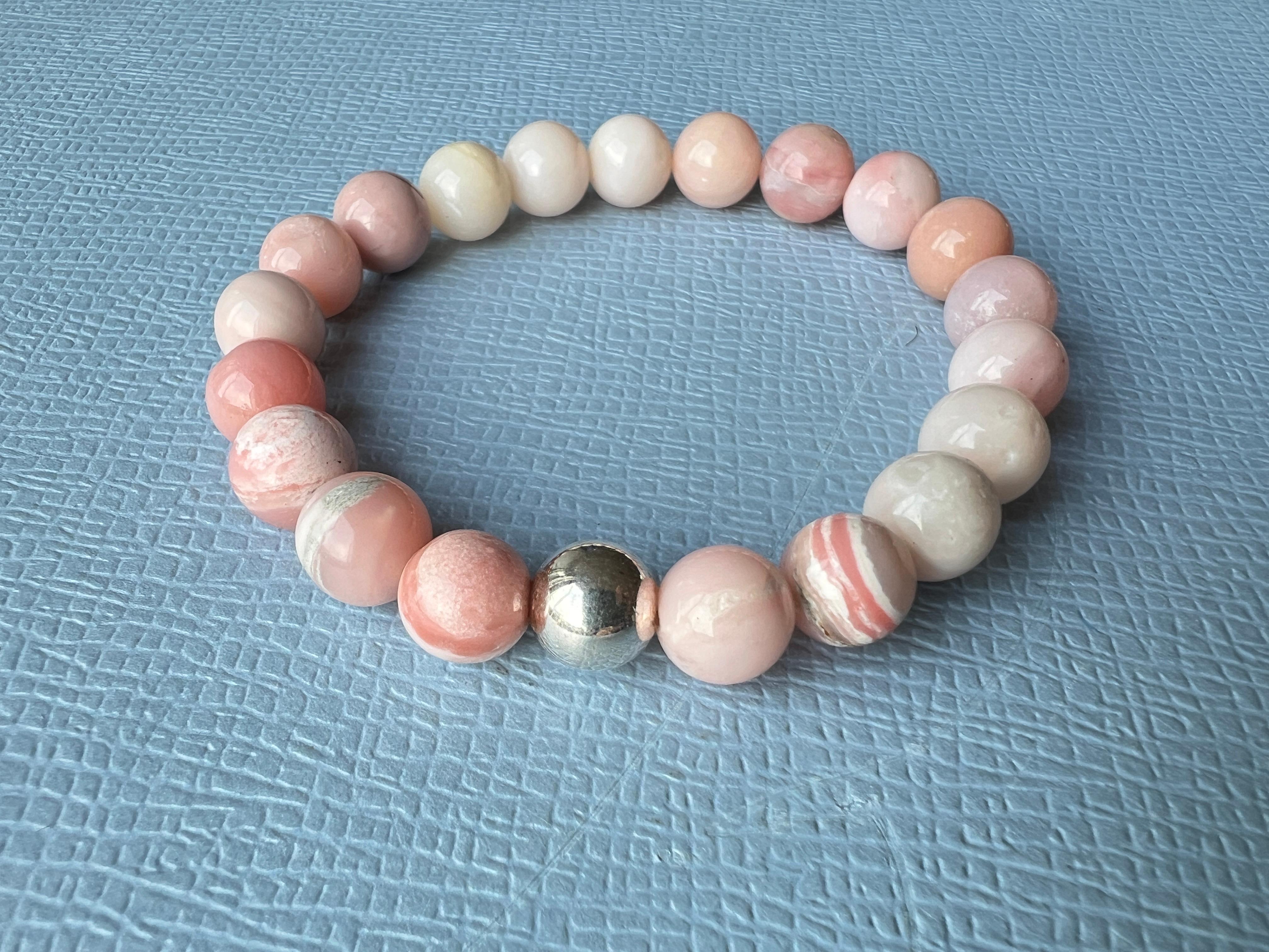 Pink Opal Bracelet Silver In New Condition For Sale In Los Angeles, CA