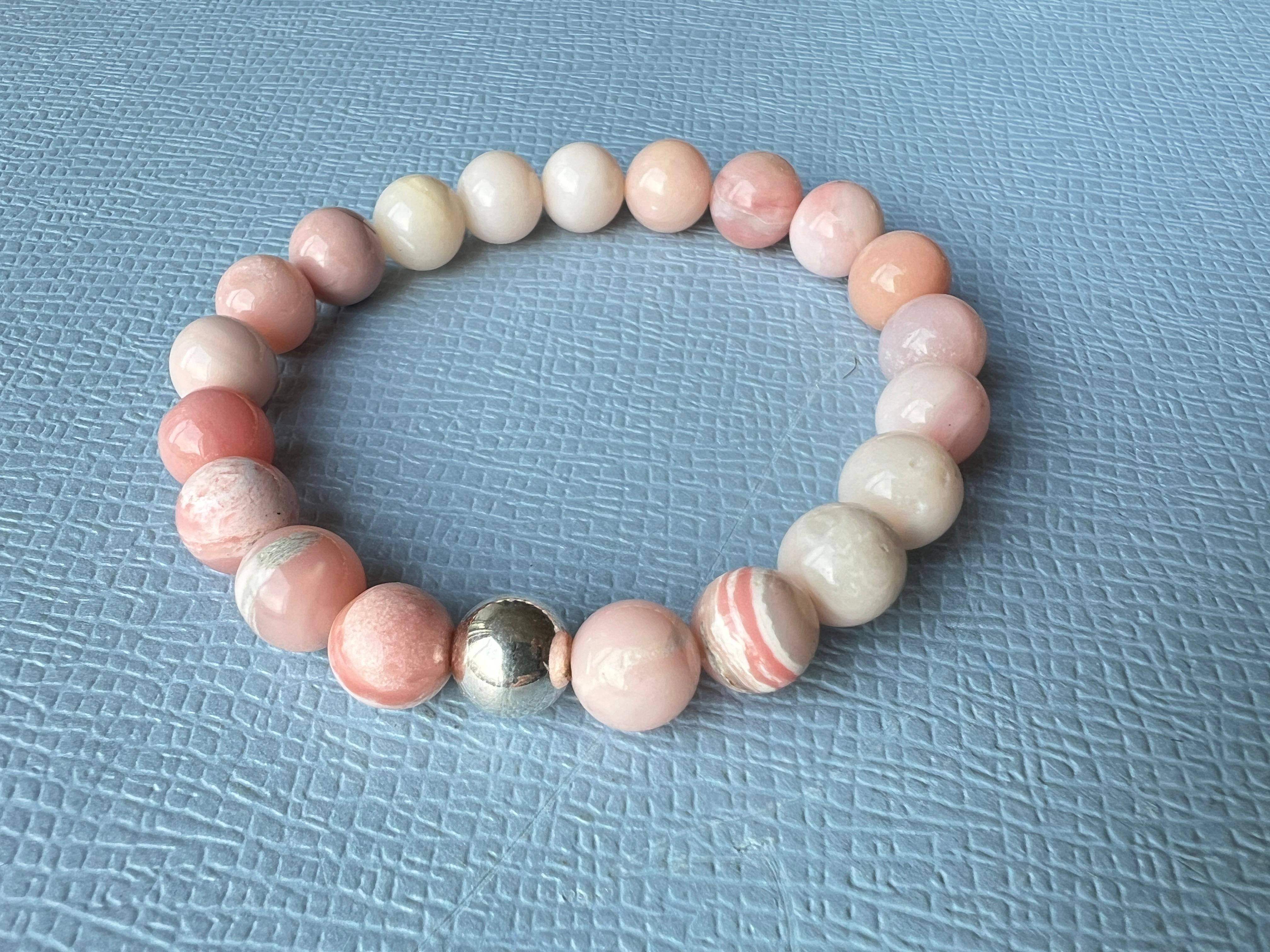 Women's Pink Opal Bracelet Silver For Sale
