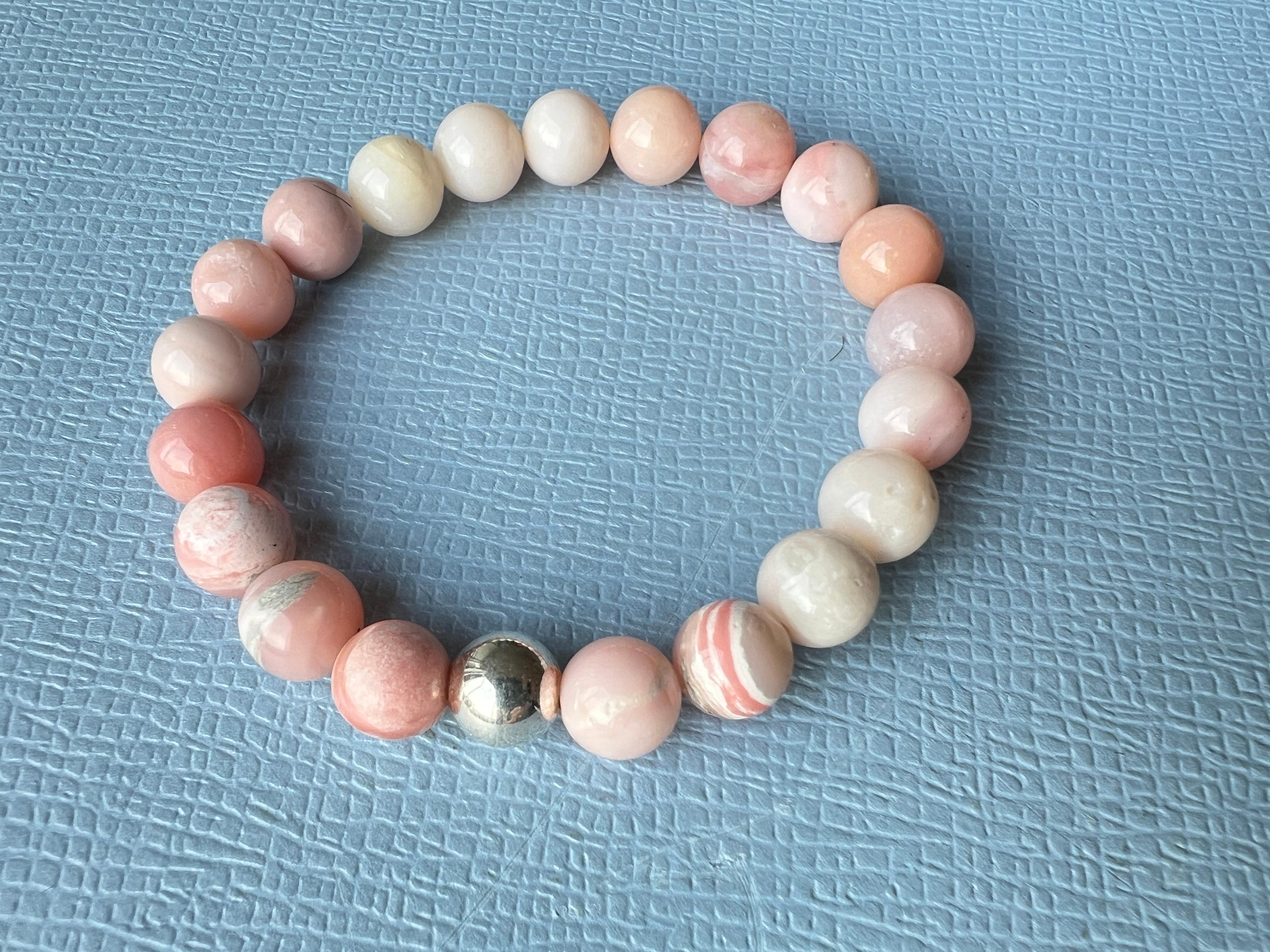 Pink Opal Bracelet Silver For Sale 1
