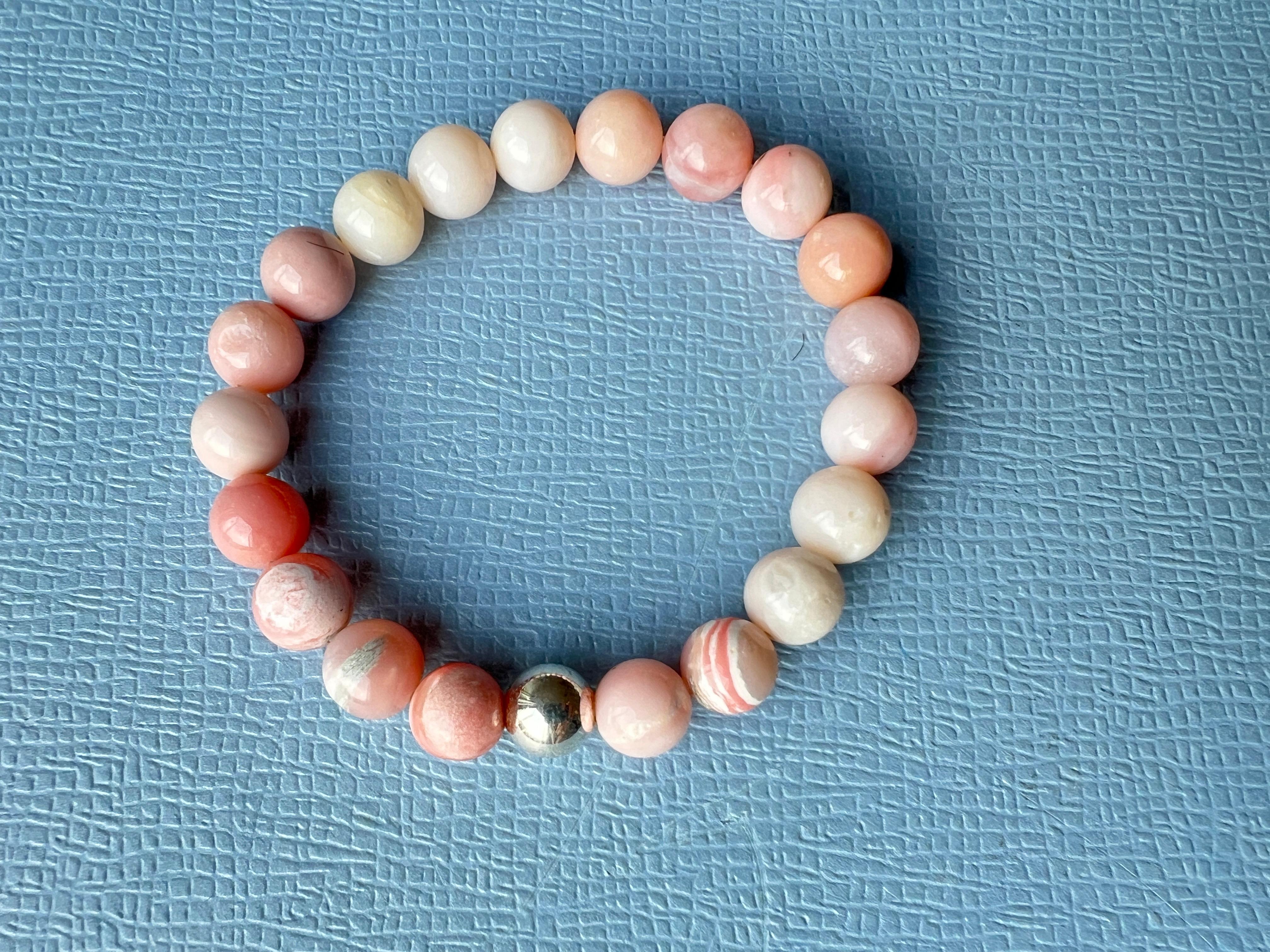 Pink Opal Bracelet Silver For Sale 2