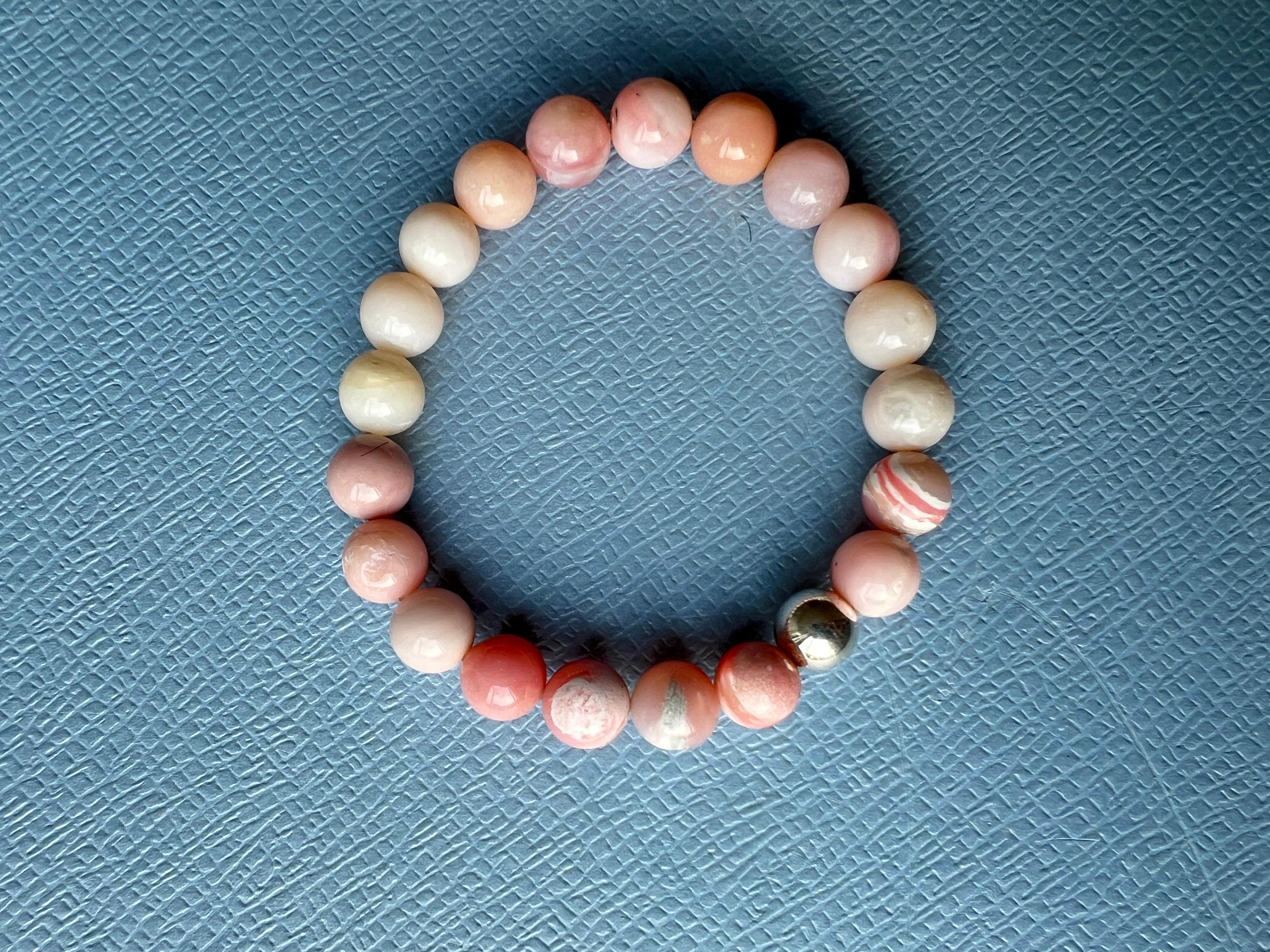 Pink Opal Bracelet Silver For Sale 3