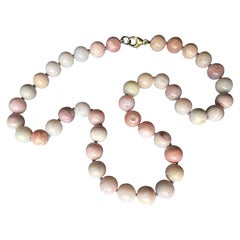 Pink Opal Beaded Necklace Choker Gold Filled