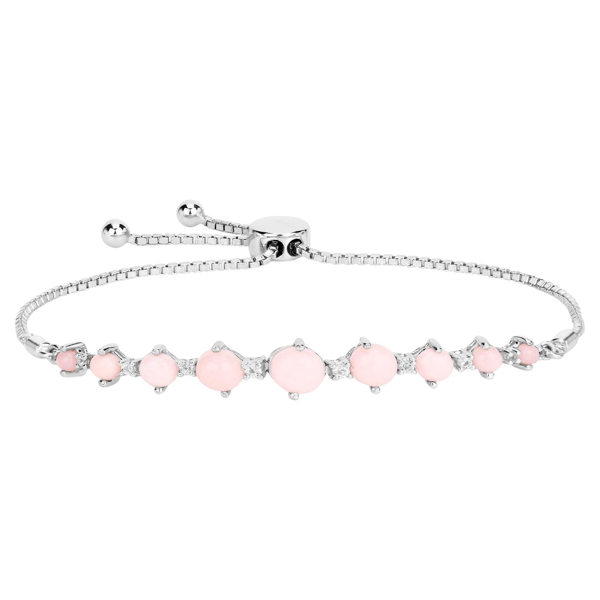 Bracciale con opale rosa e topazio bianco da 5,3 carati, in argento sterling